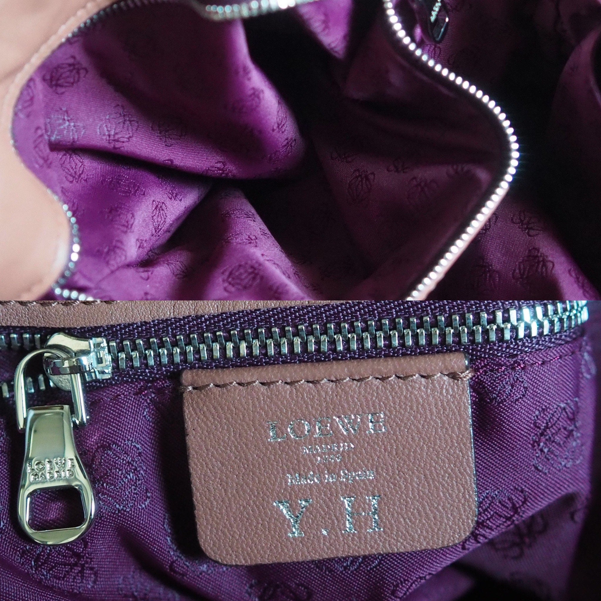 LOEWE Flamenco Anagram Shoulder bag Brown Leather Vintage Authentic