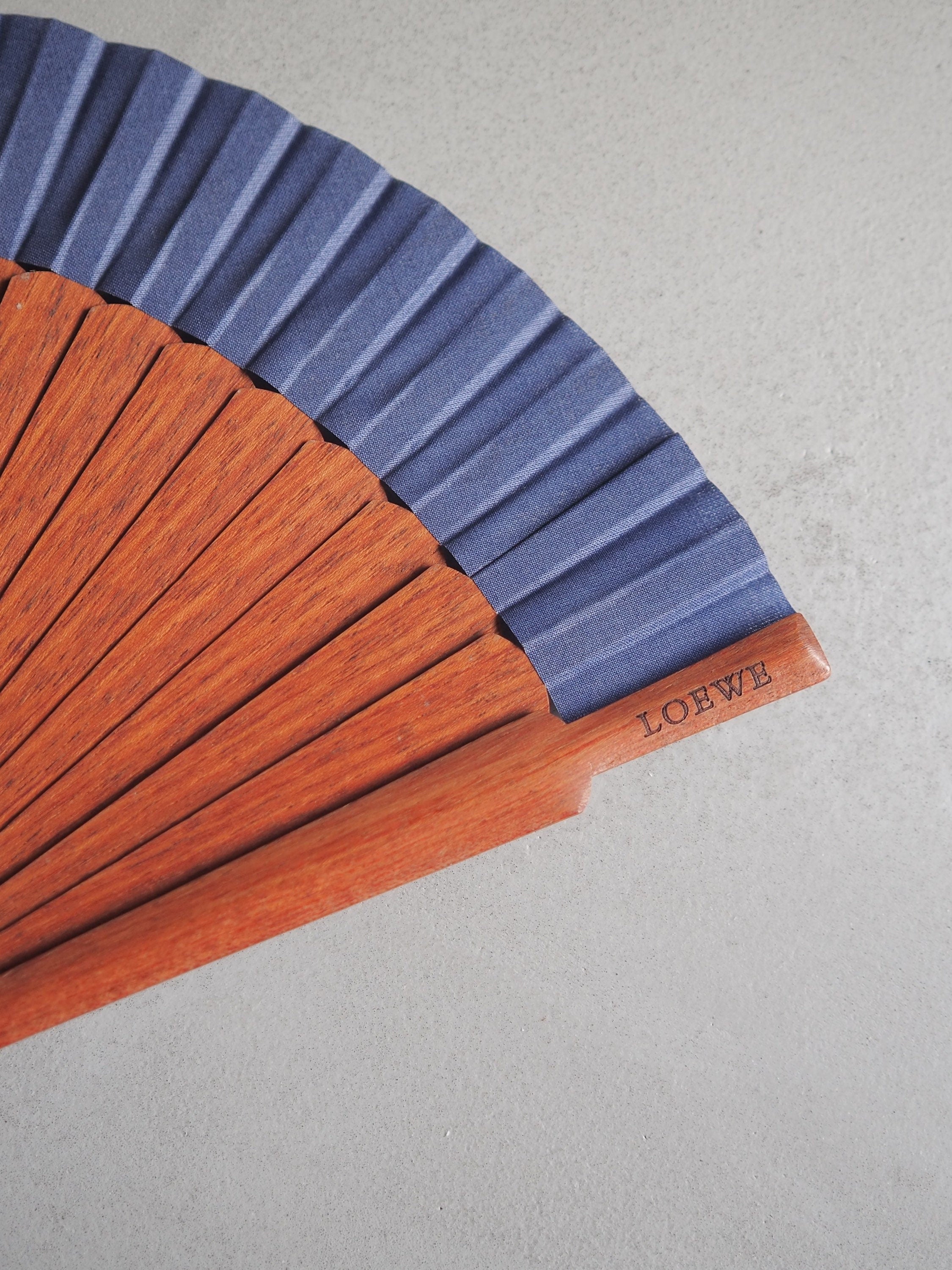 LOEWE Anagram Hand fan Wood Vintage Authentic Box