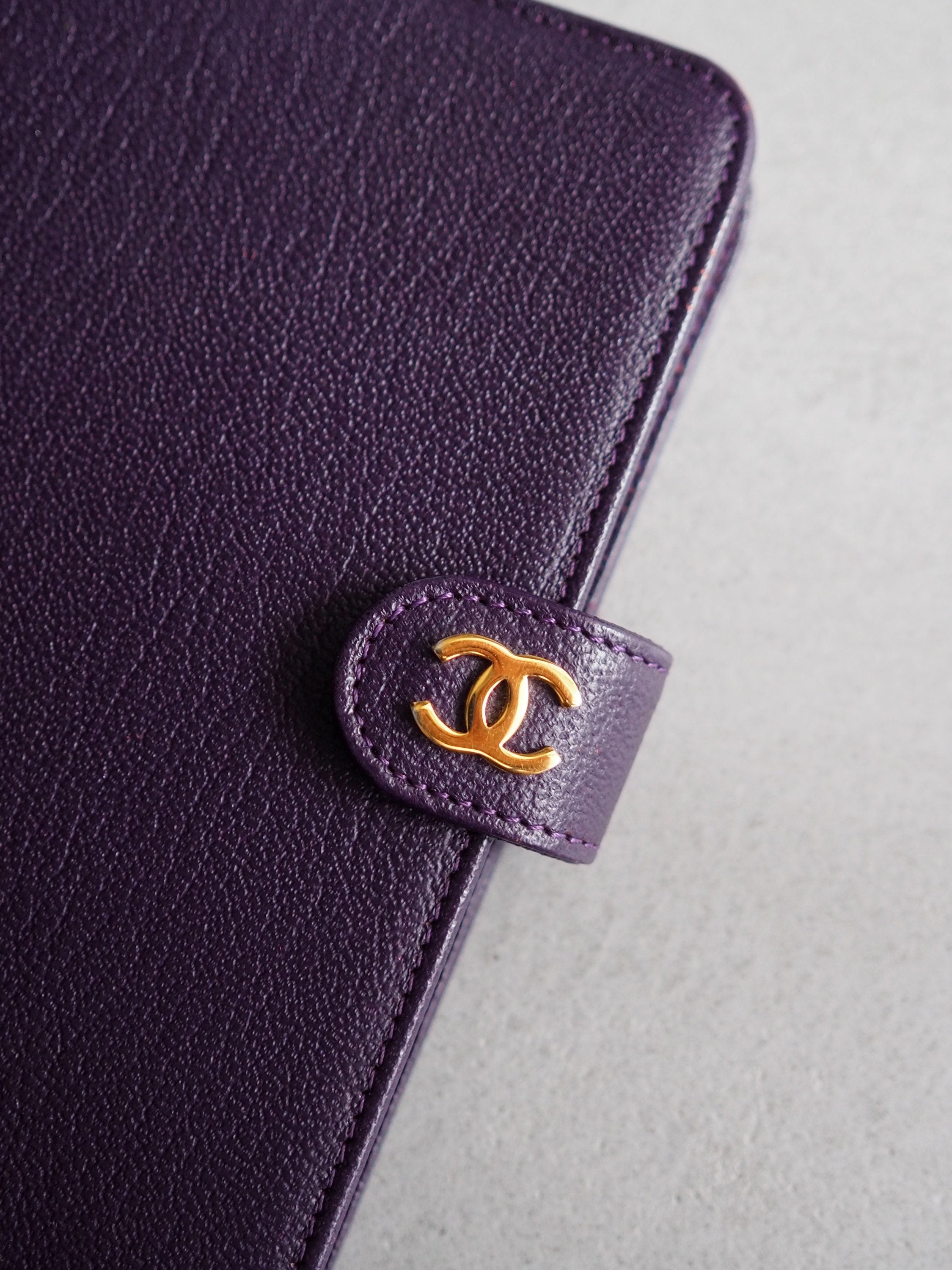 CHANEL COCO Leather 6 Ring Agenda Diary Purple Vintage