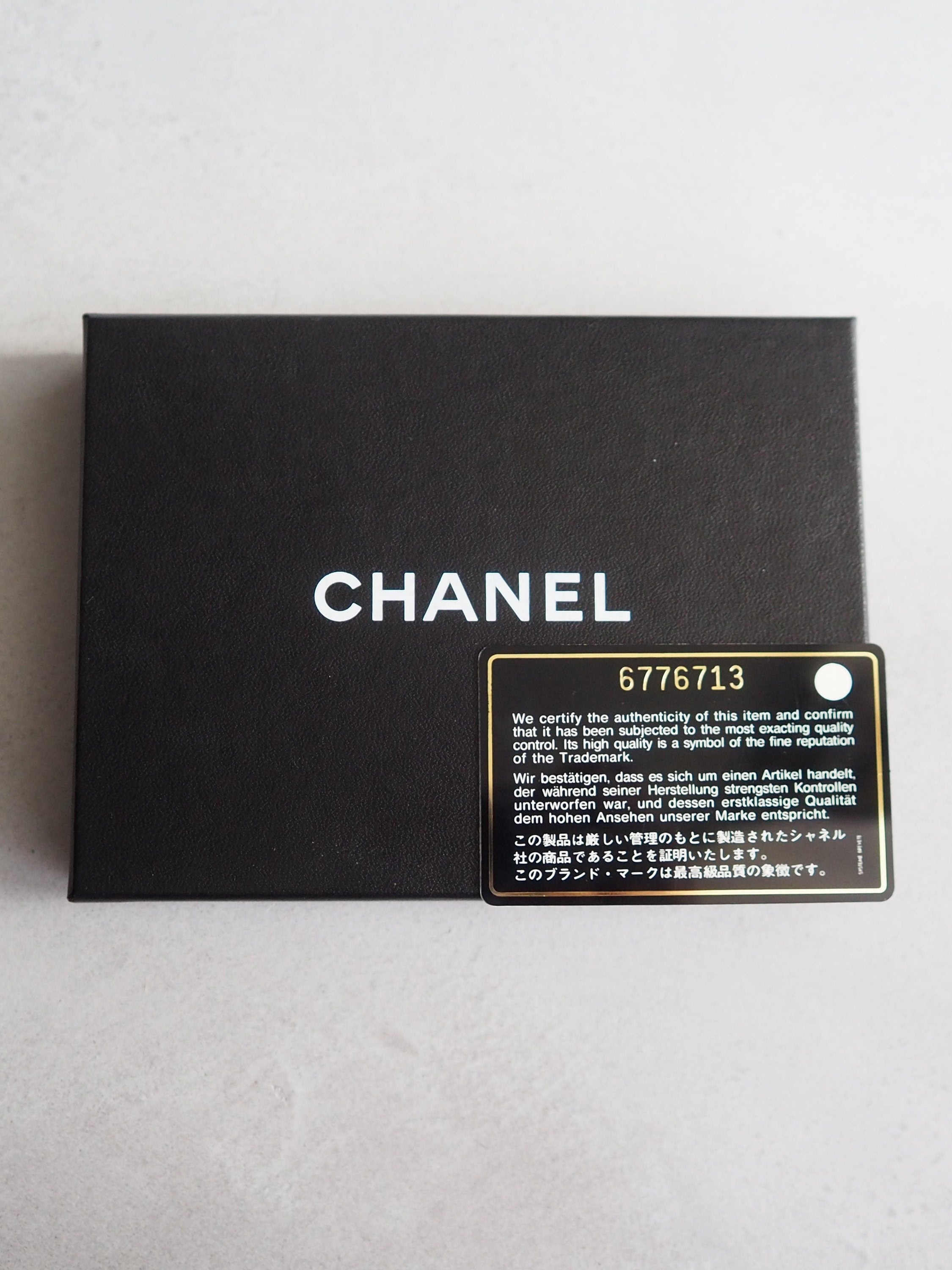 CHANEL COCO Wallet Purse Compact Leather Black Authentic Vintage Box