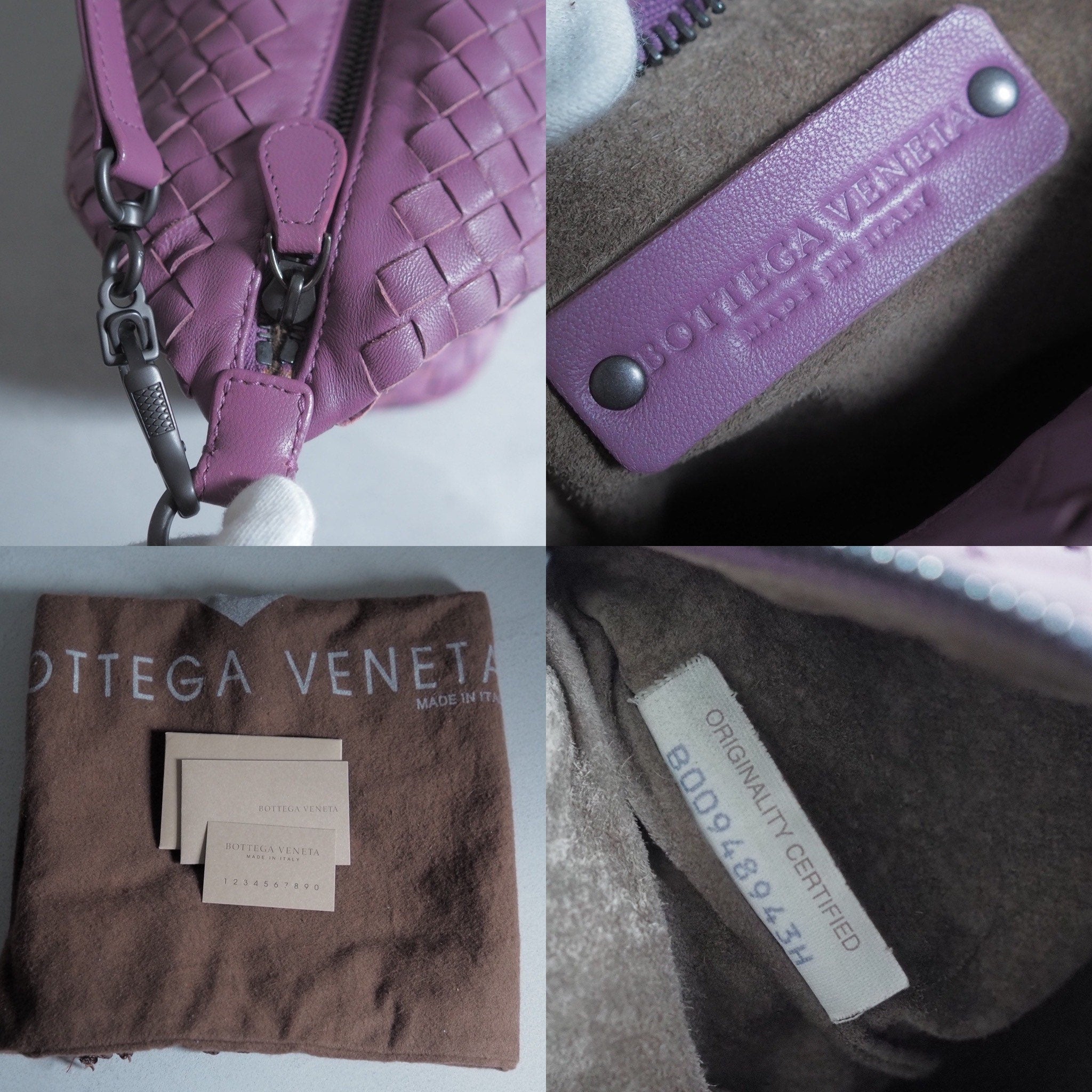 BOTTEGA VENETA Intrecciato Leather Hand Shoulder bag Purple Leather Vintage Authentic