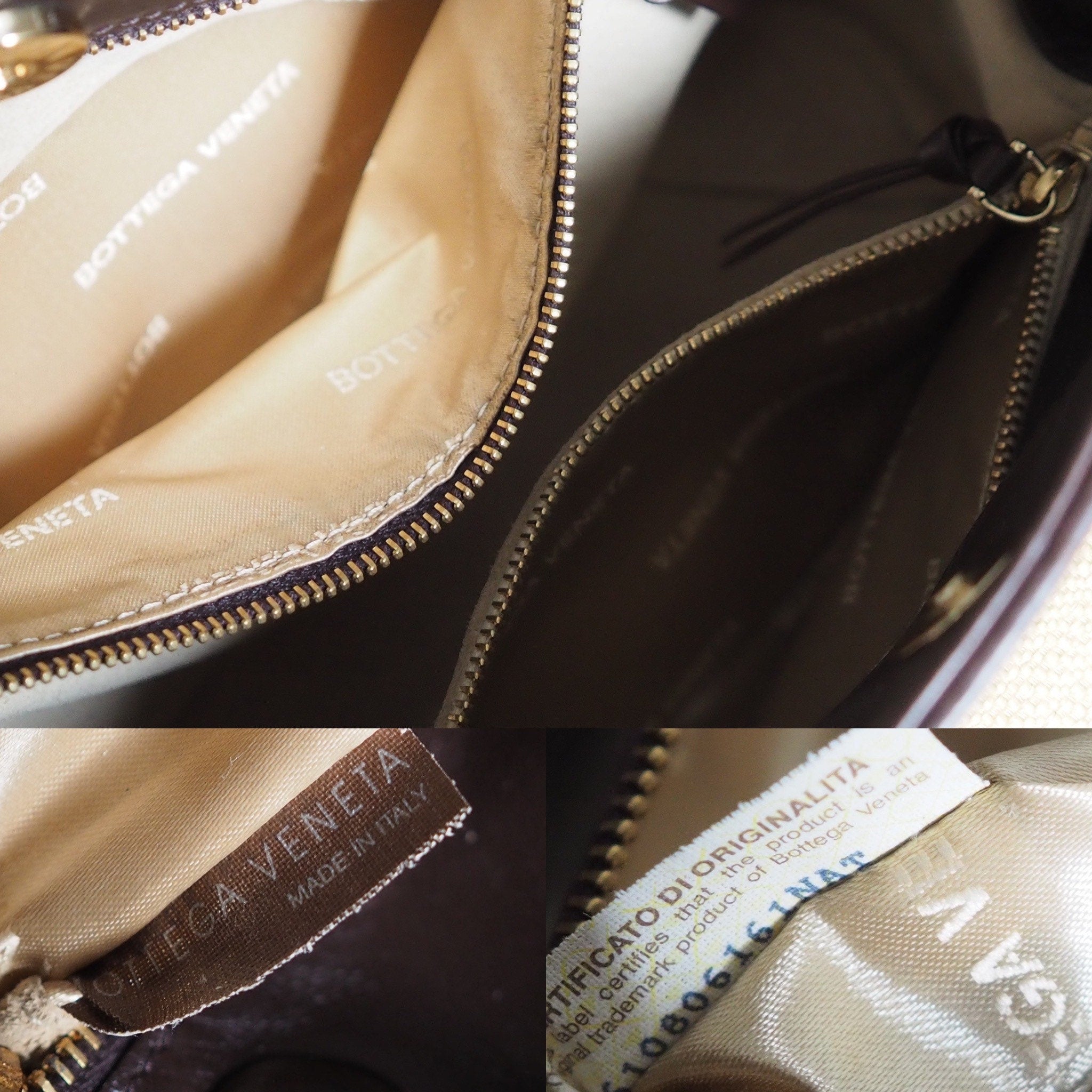 BOTTEGA VENETA Intrecciato Straw Leather Handbag Brown Vintage Authentic