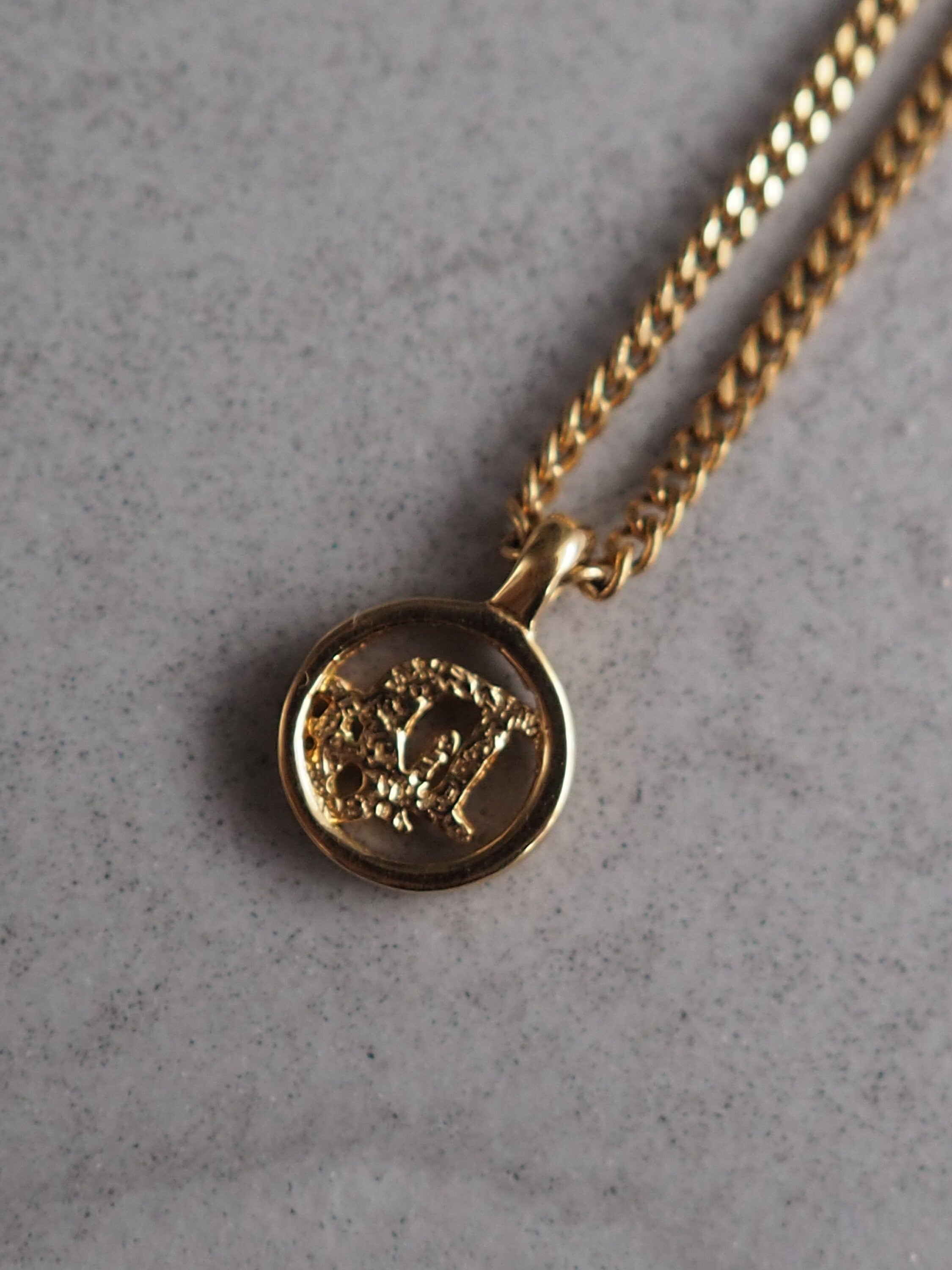 Christian Dior Necklace CD Logo Vintage Metal Gold Authentic