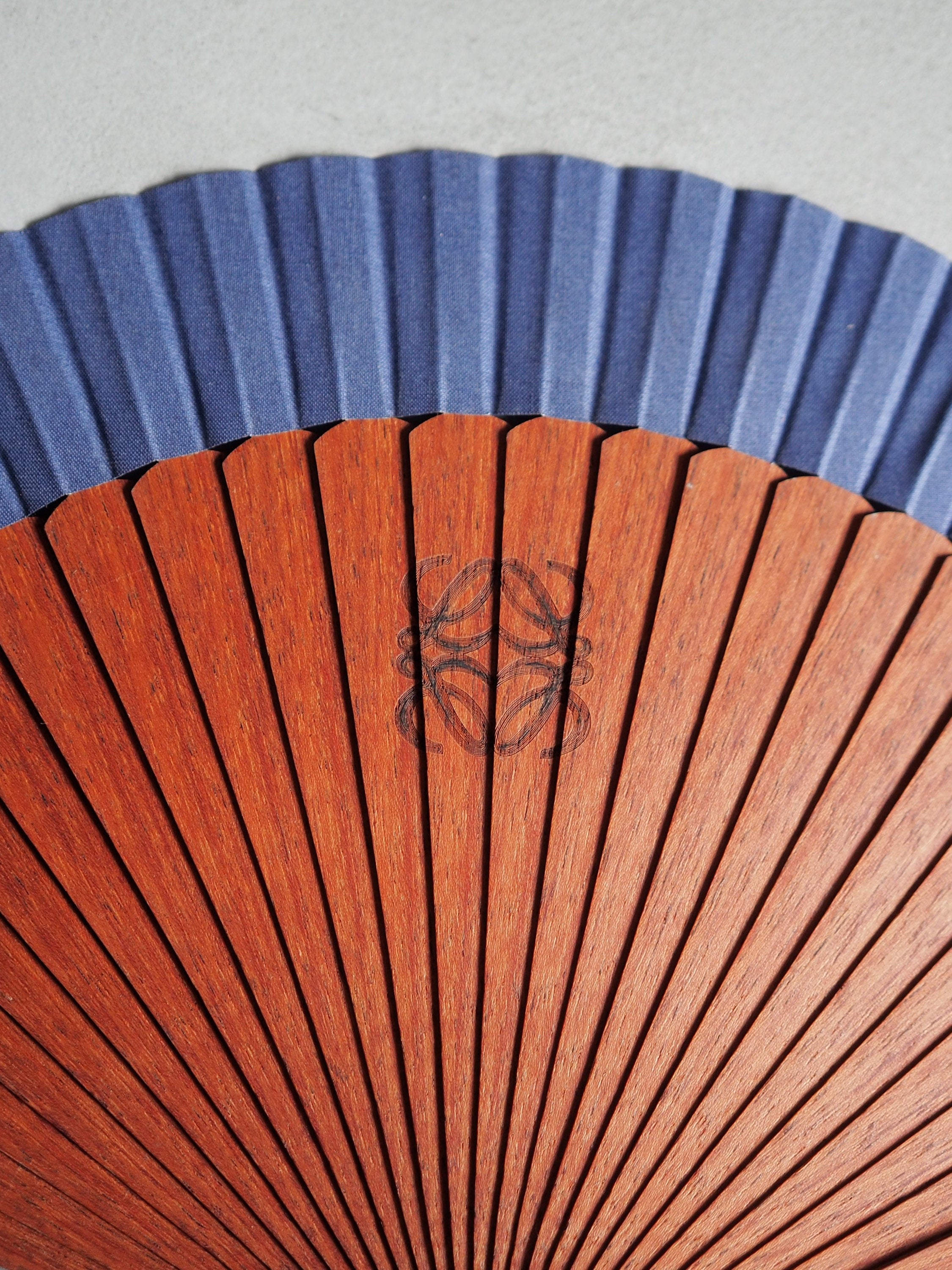 LOEWE Anagram Hand fan Wood Vintage Authentic Box