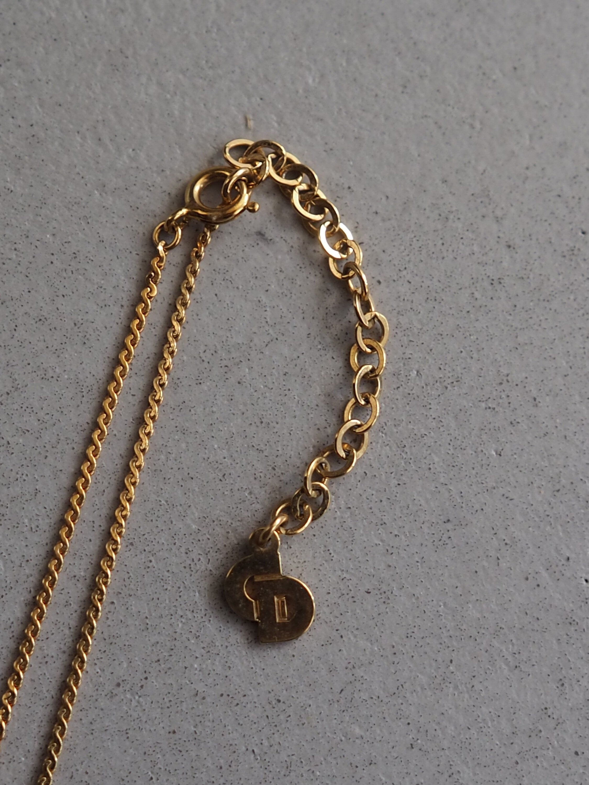 Christian Dior Necklace Rhinestone Vintage Metal Gold Brown Authentic