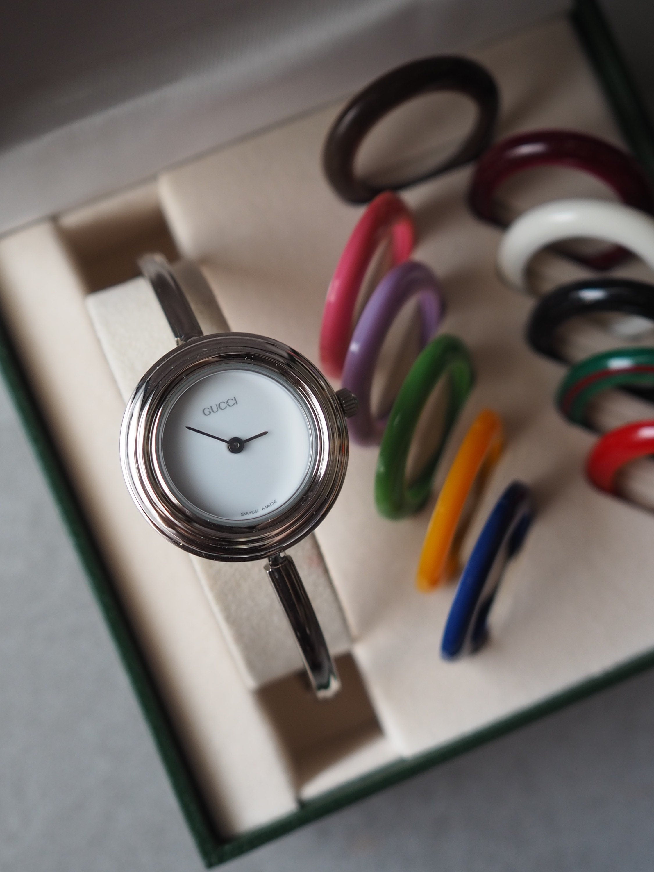 GUCCI Accessories Change Bezel 12 colors Bangle watch Wristwatch Silver