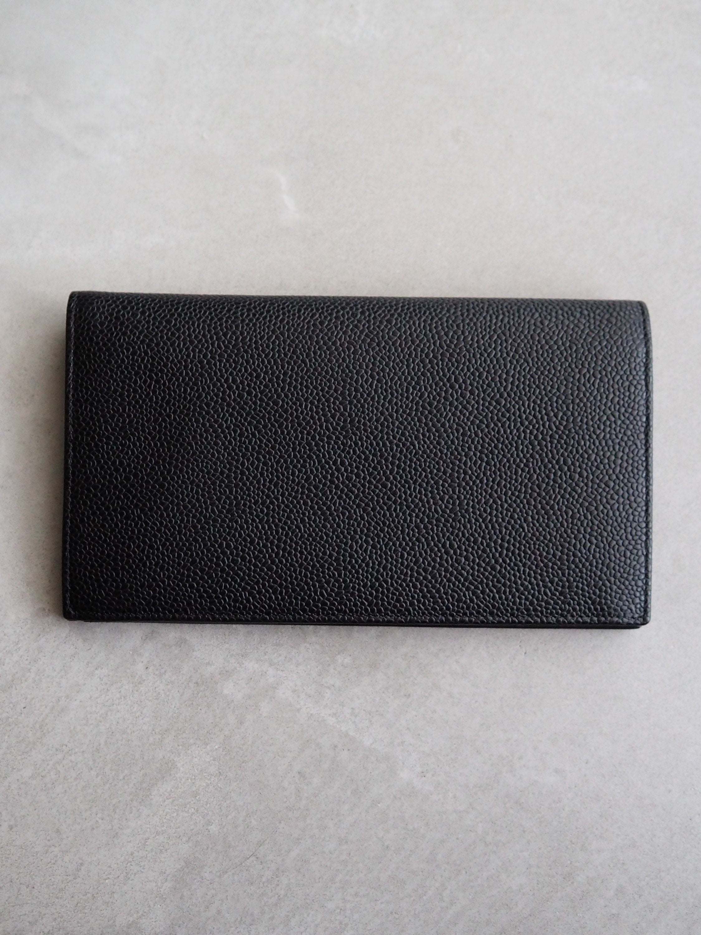 CHANEL COCO Long Wallet Purse Caviar Skin Leather Black Authentic Vintage Box