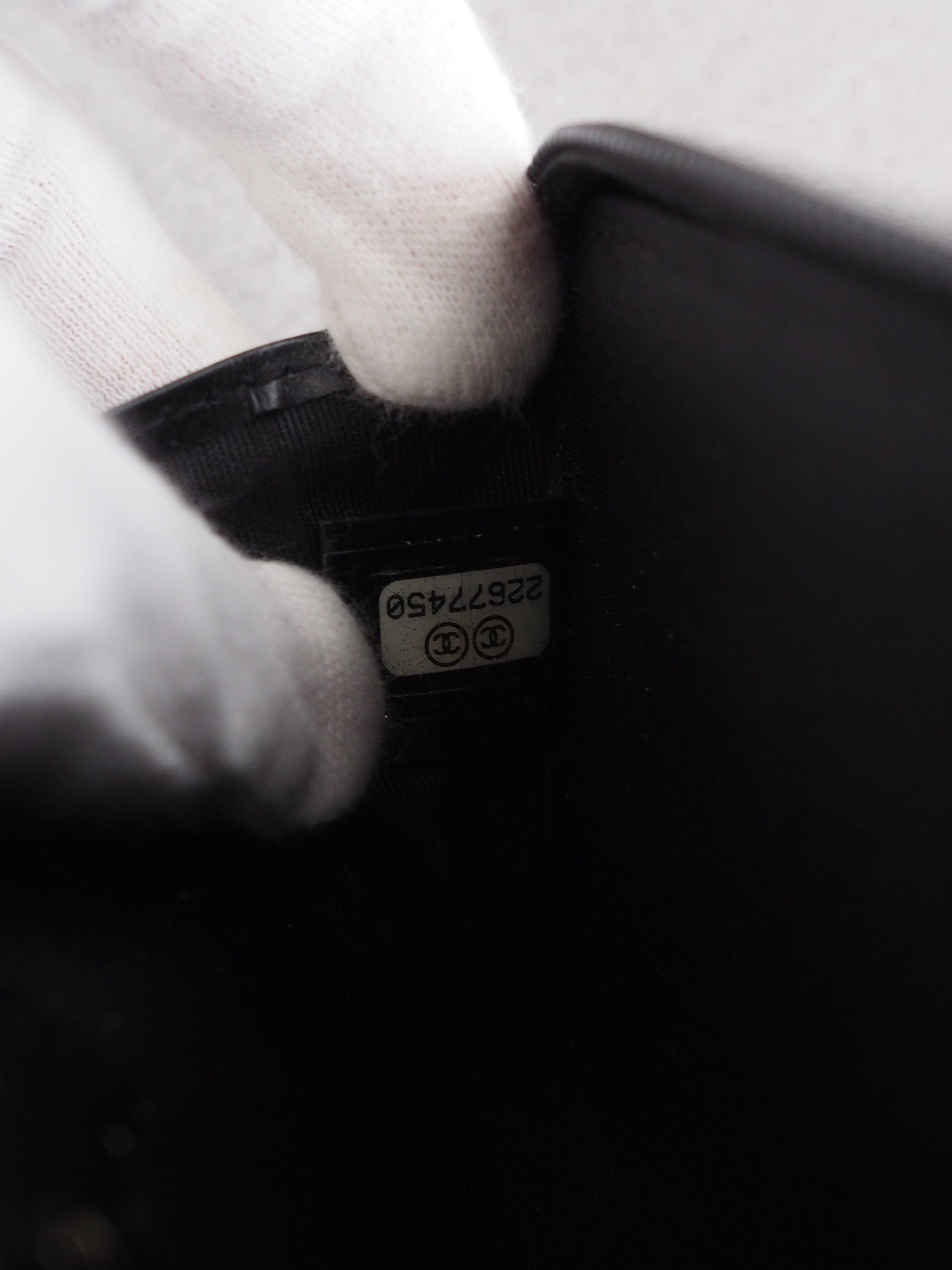 CHANEL COCO Coin Case Purse Key chain Caviar Skin Leather Black Authentic Vintage Box