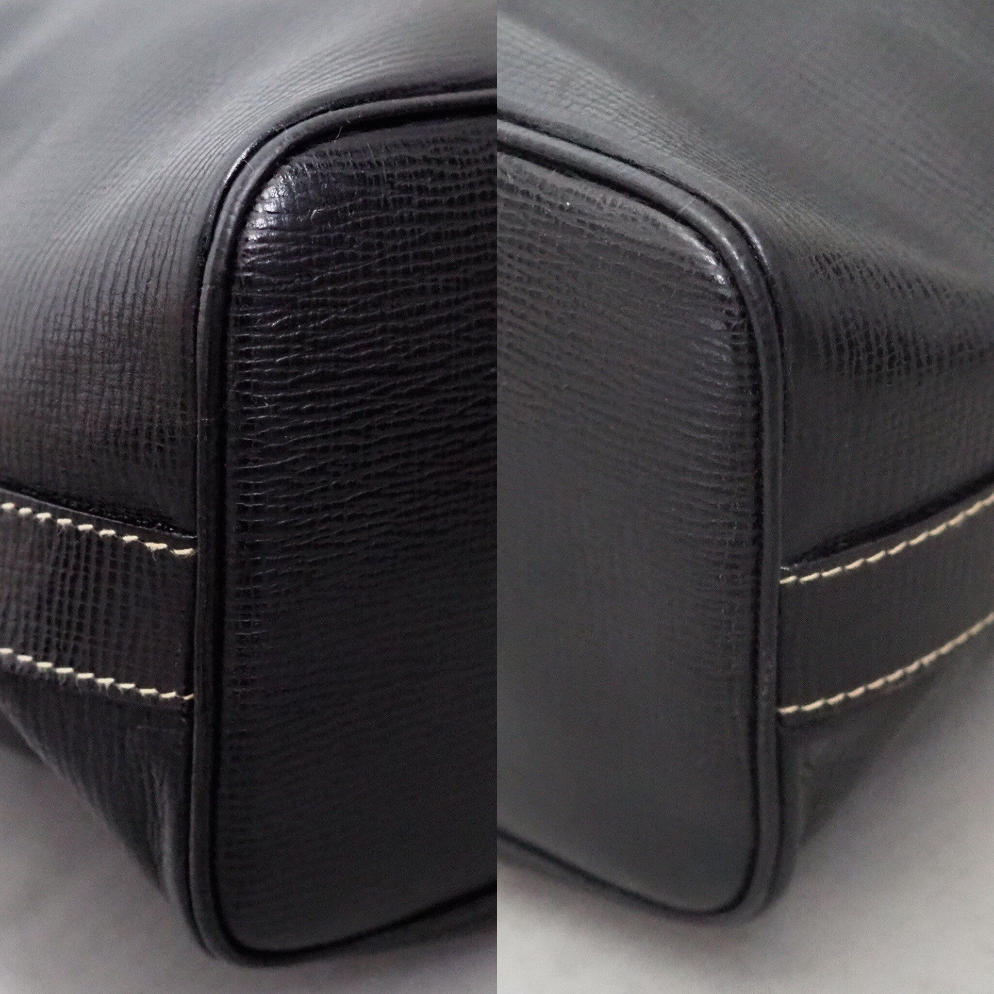 CELINE Drawstring Bucket Shoulder Bag Black Leather Authentic Vintage