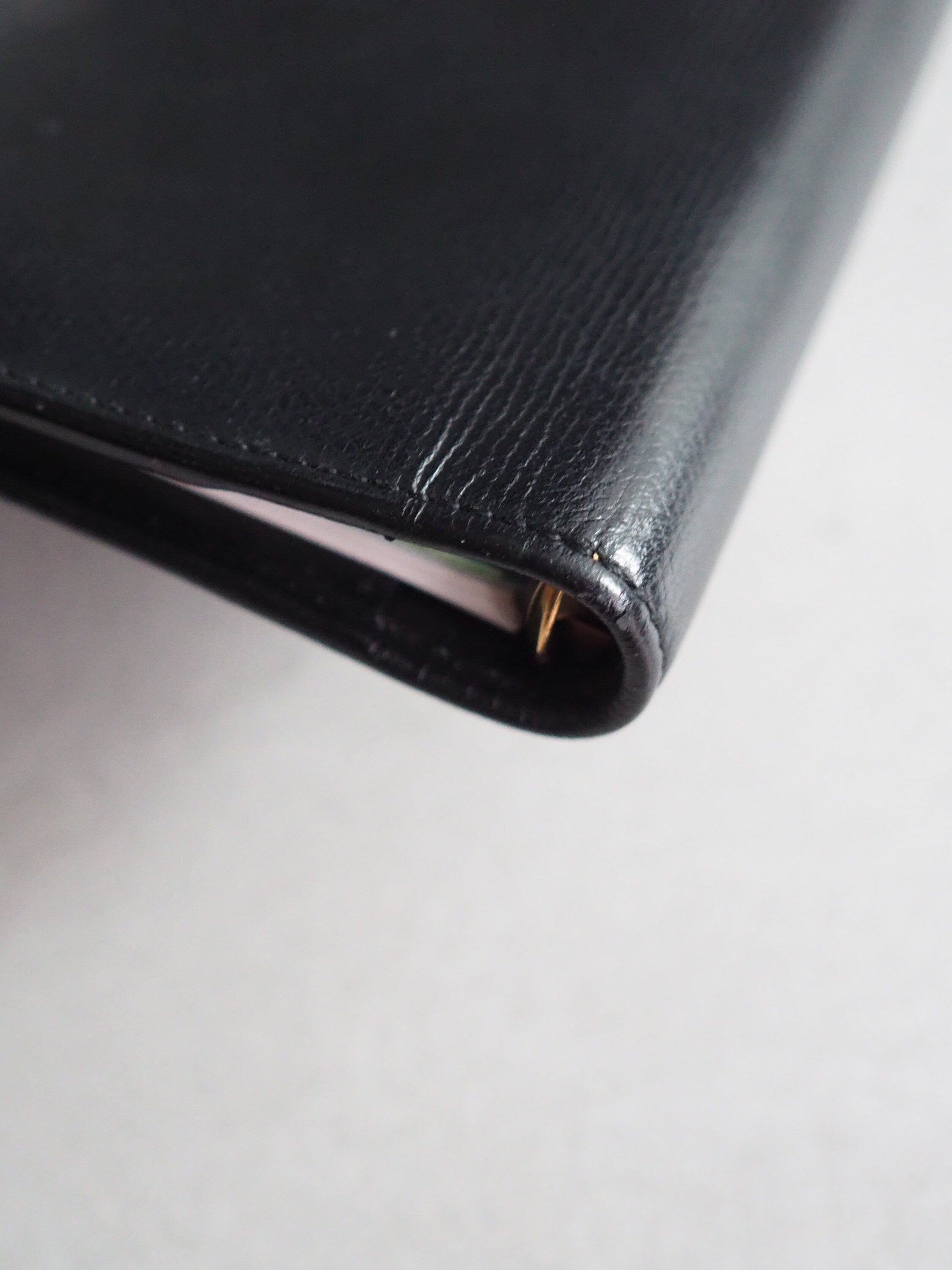 CHANEL CC Logo Button Agenda Leather 6 Ring Diary Black Vintage