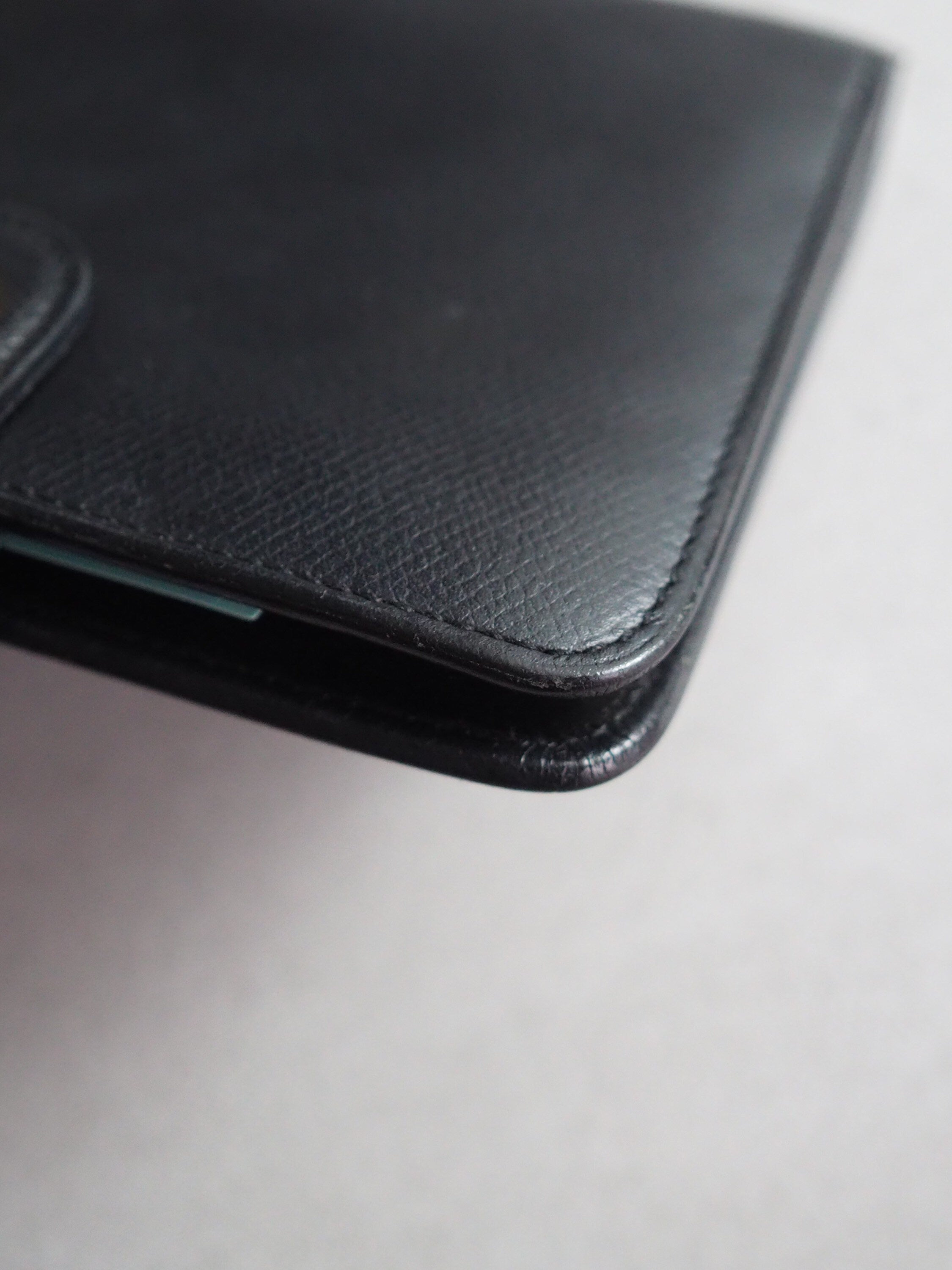 CHANEL CC Logo Button Agenda Leather 6 Ring Diary Black Vintage