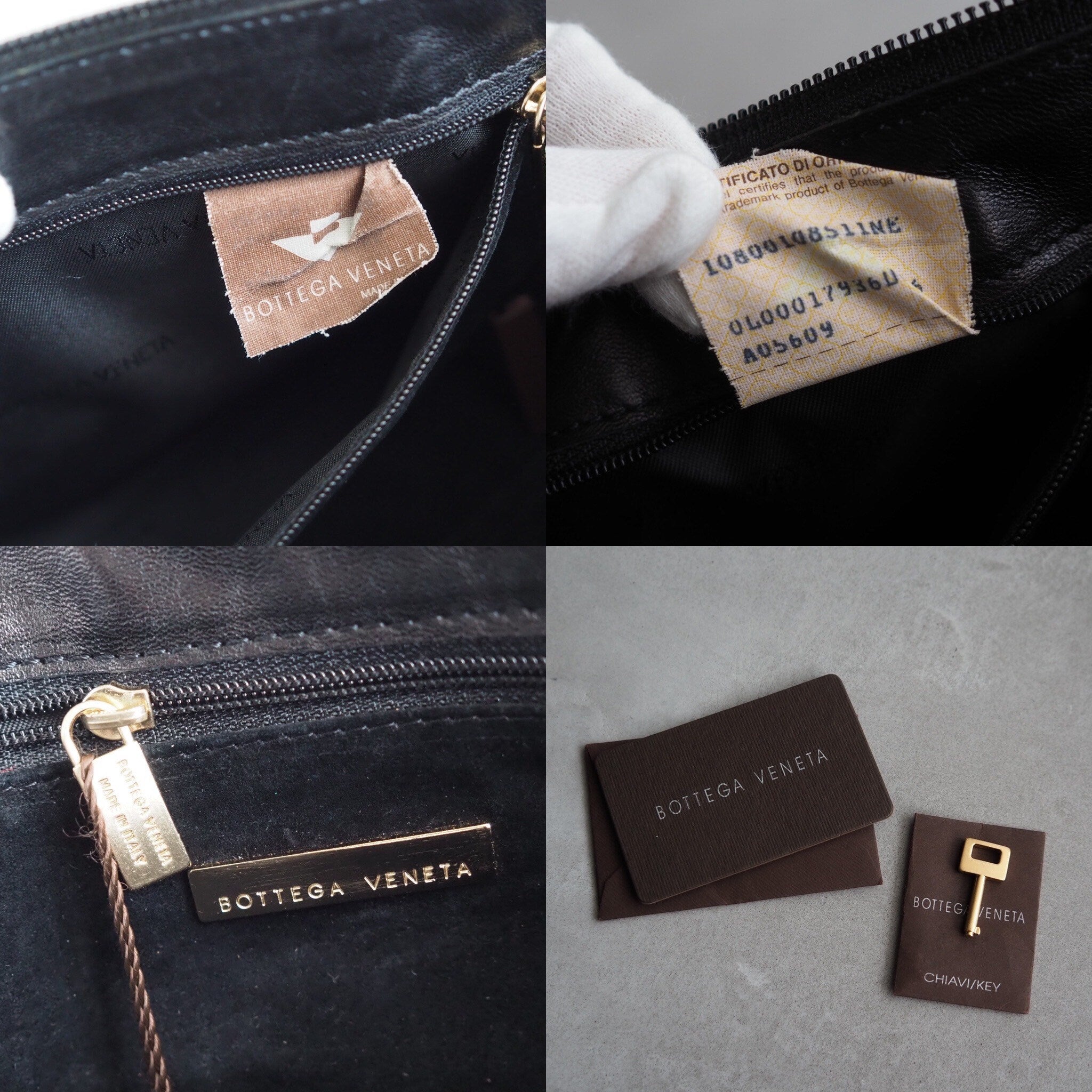 BOTTEGA VENETA Intrecciato Hand bag Leather Black Leather Vintage Authentic