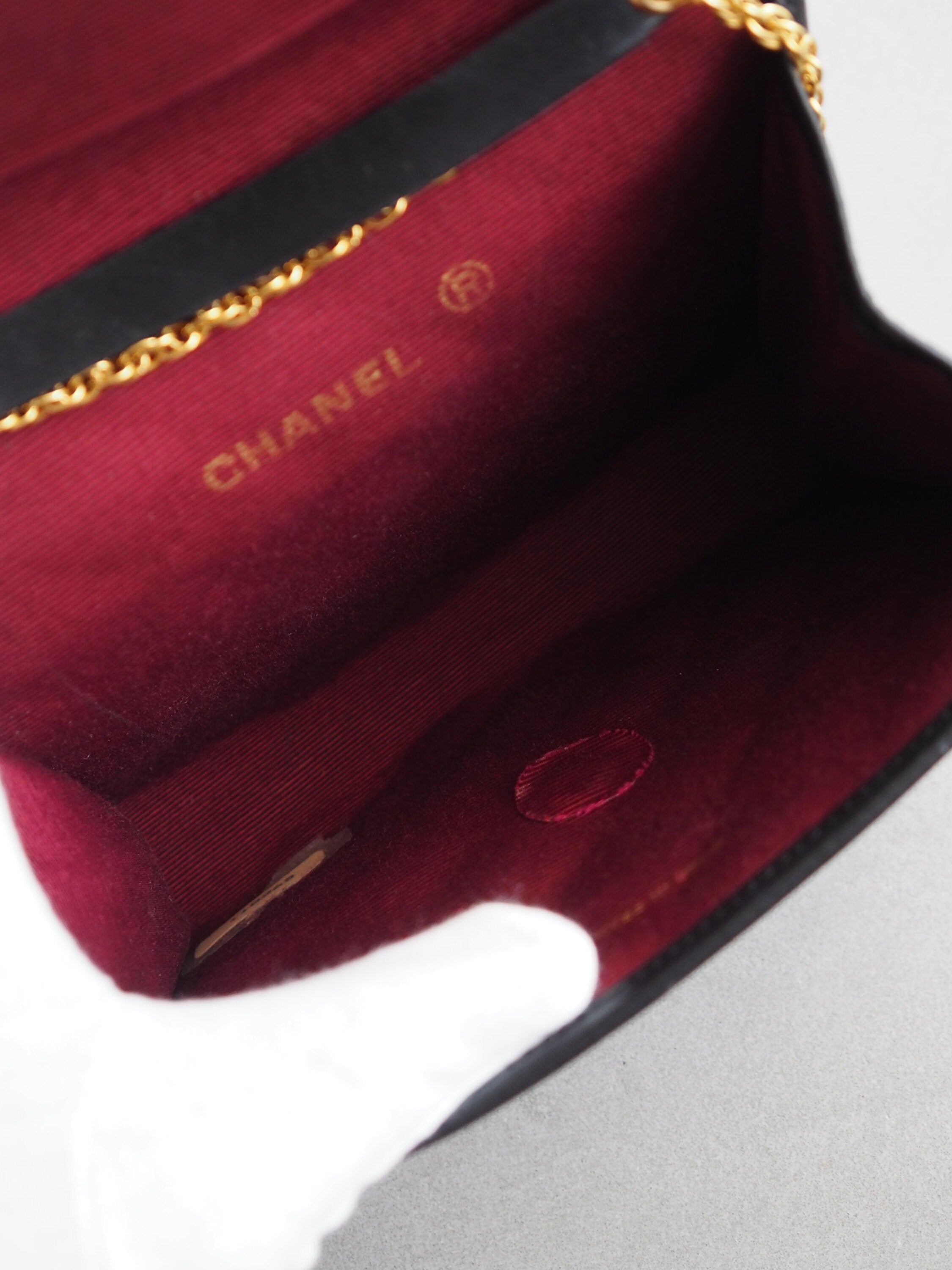 CHANEL Mini Matelasse Quilted CC Chain Shoulder Bag Black Authentic