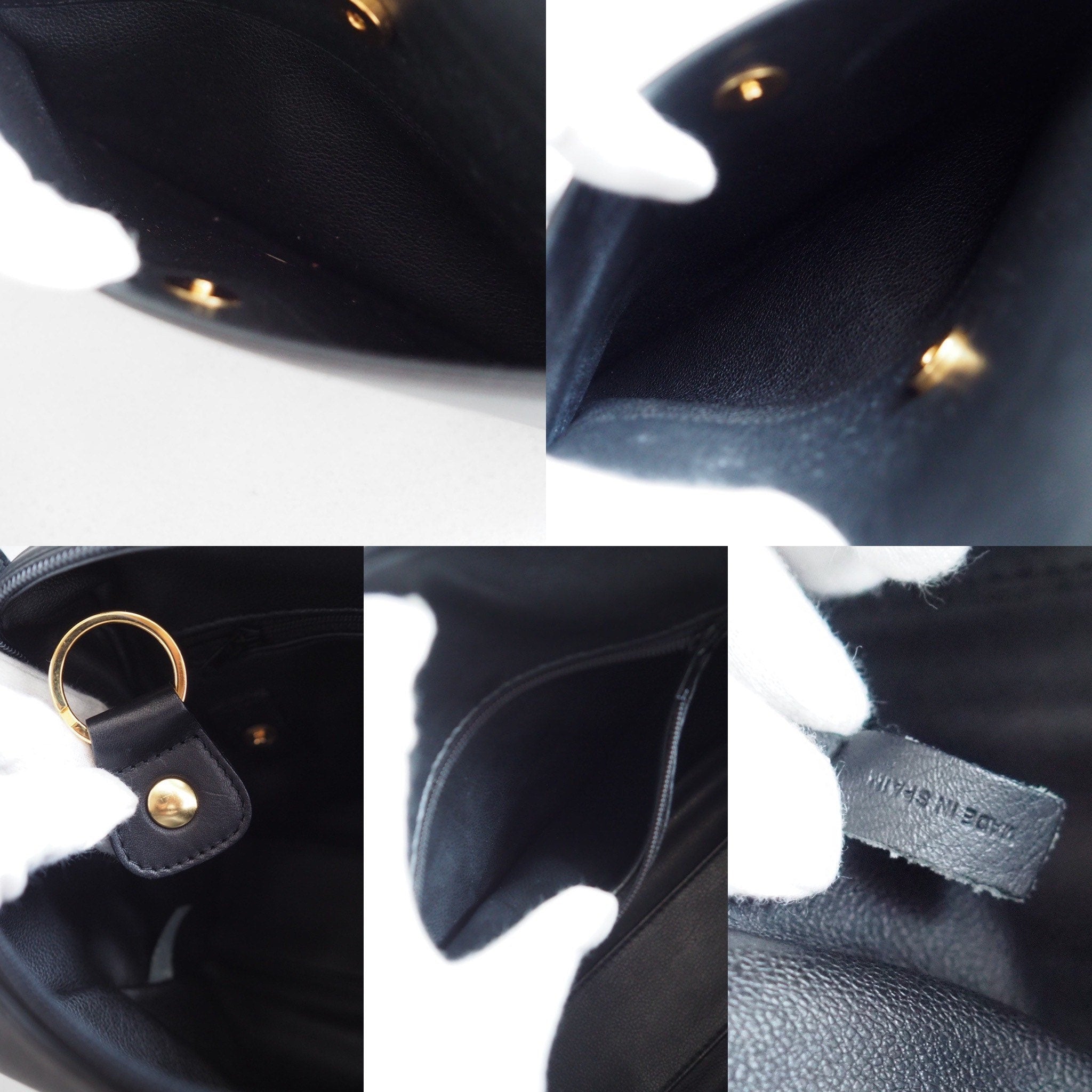 Christian Dior CD Logo Hand bag Black Leather Authentic