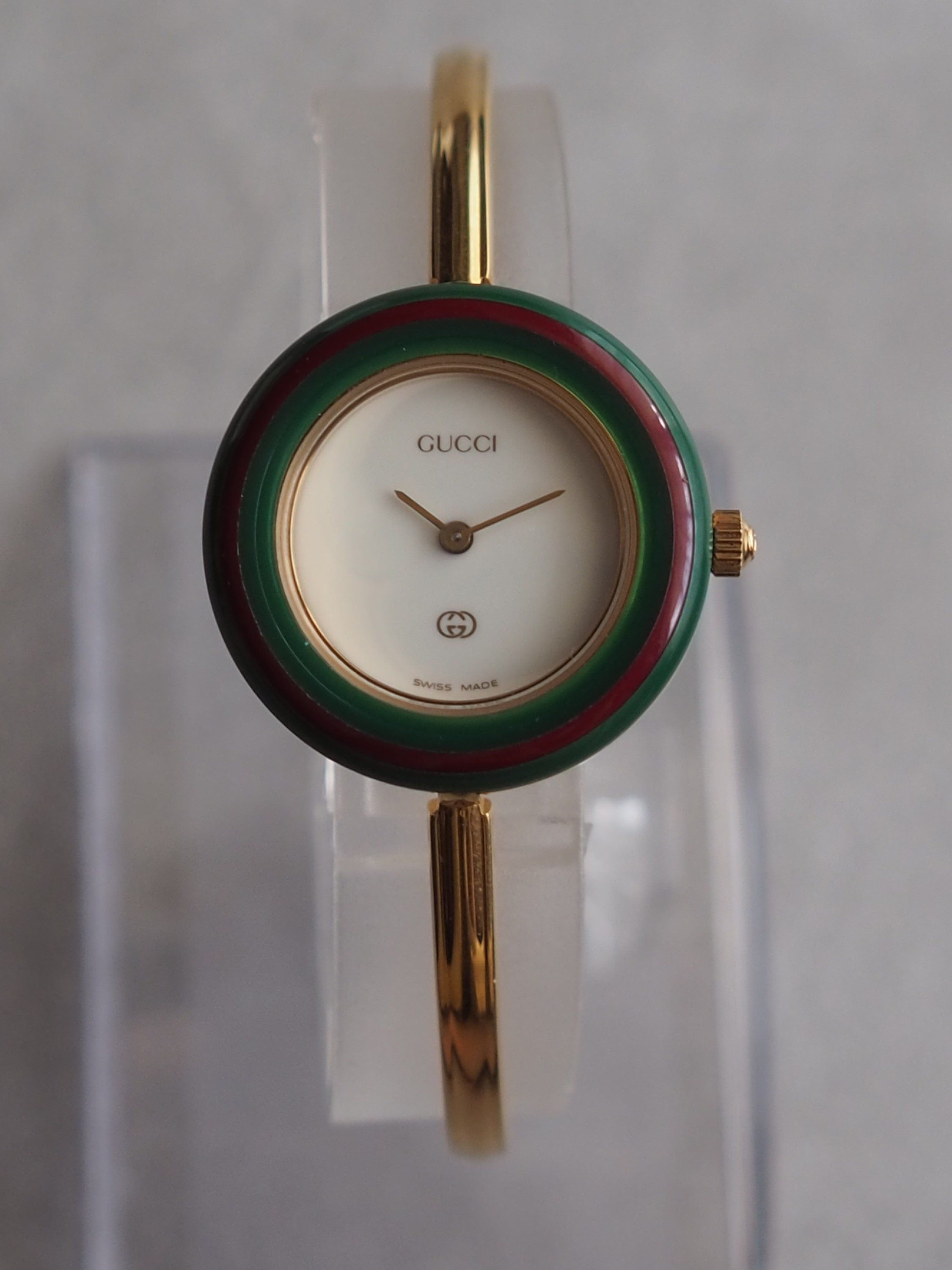 GUCCI Change Bezel Watch 12 colors Bangle Wristwatch Accessories Gold