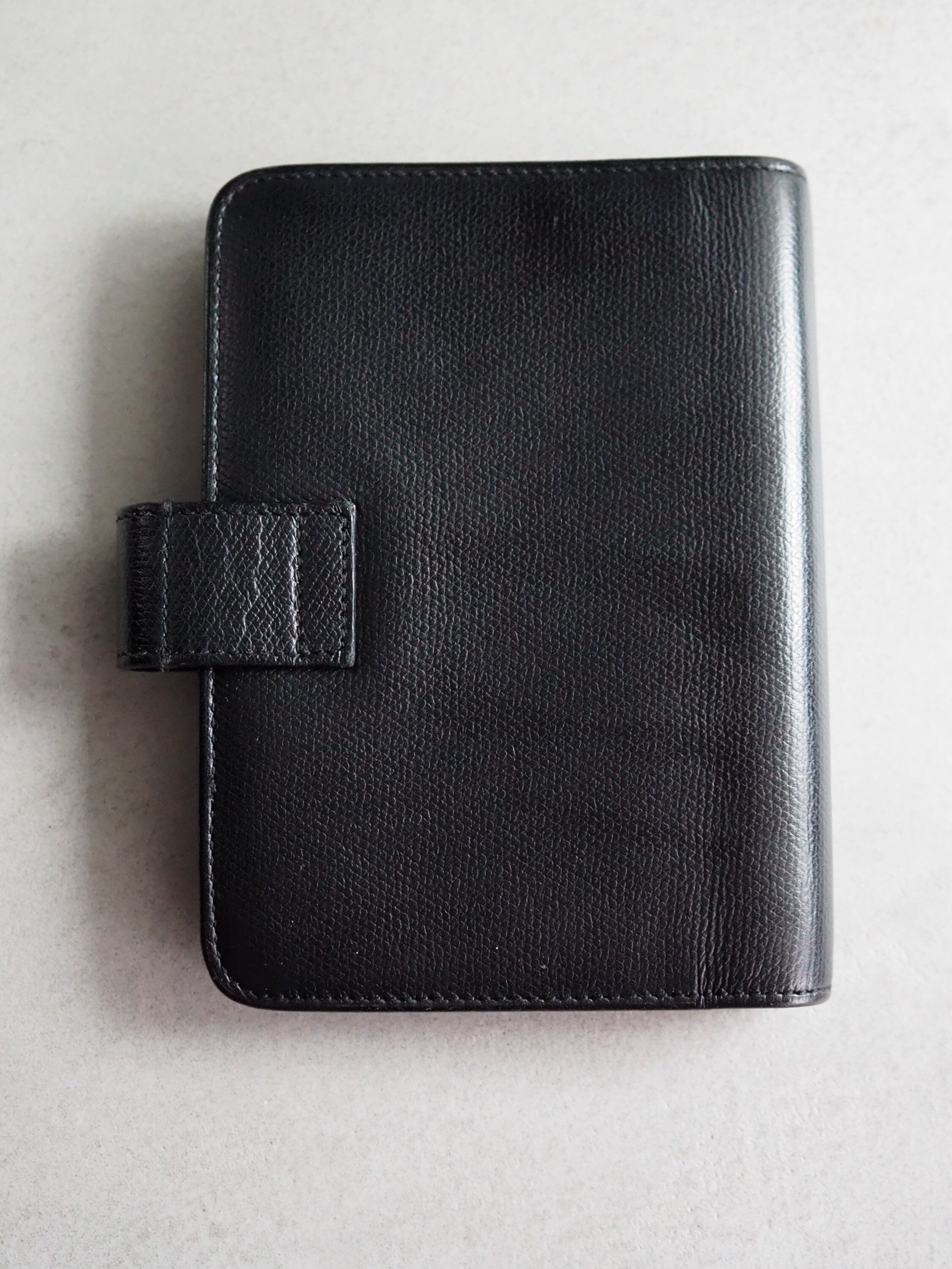 CHANEL CC Logo Button Agenda Leather 6 Ring Diary Black Vintage