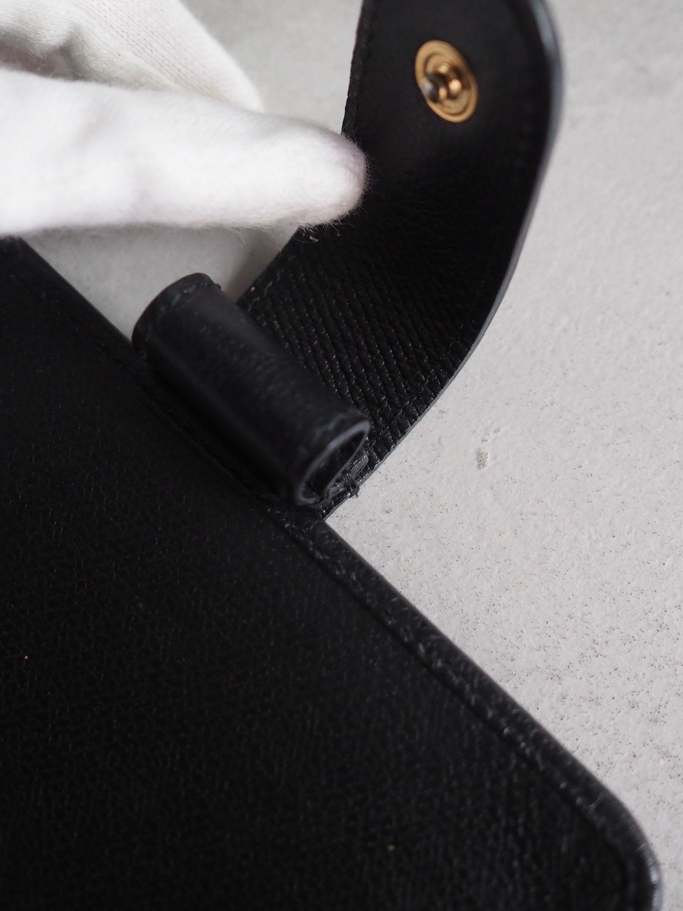 CHANEL CC Logo Button Agenda Leather 6 Ring Diary Black Vintage