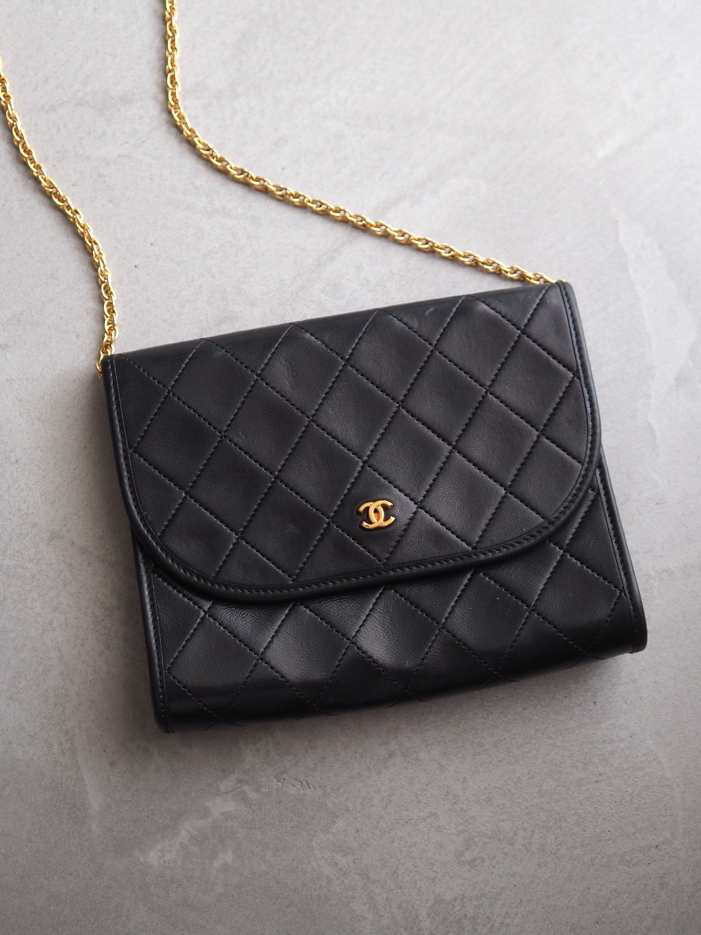 CHANEL Mini Matelasse Quilted CC Chain Shoulder Bag Black Authentic