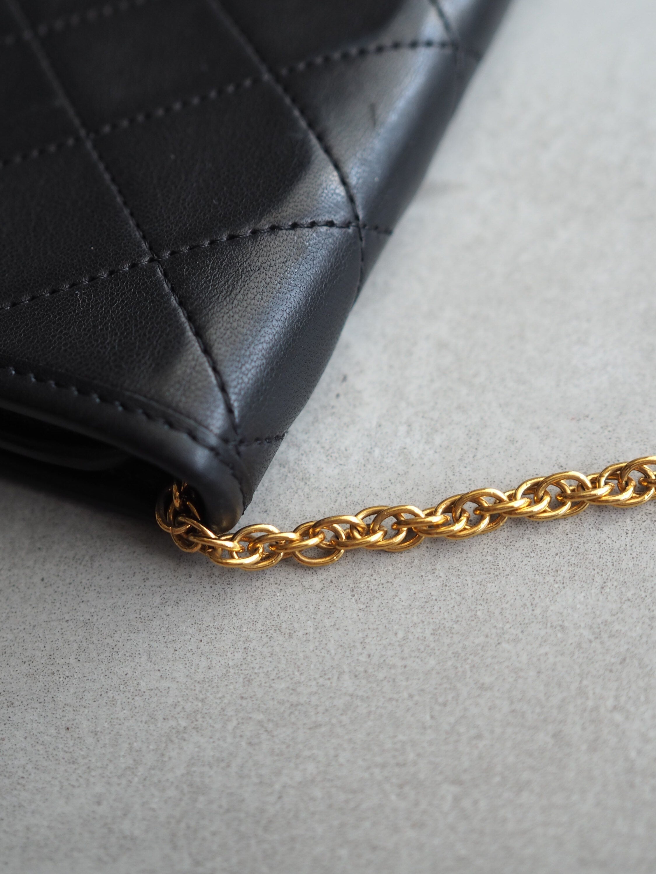 CHANEL Mini Matelasse Quilted CC Chain Shoulder Bag Black Authentic