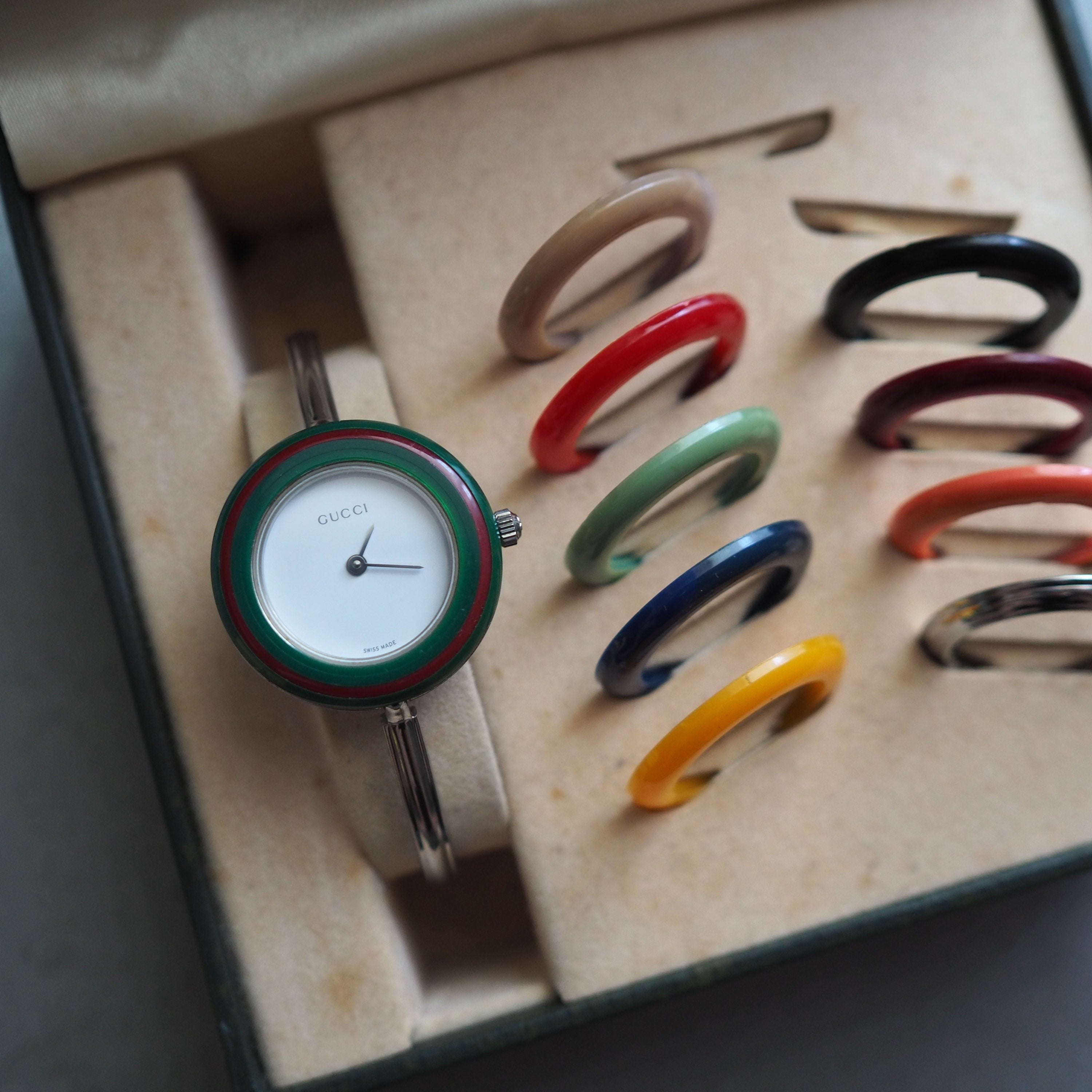 GUCCI Accessories Change Bezel 12 colors Bangle watch Wristwatch Silver