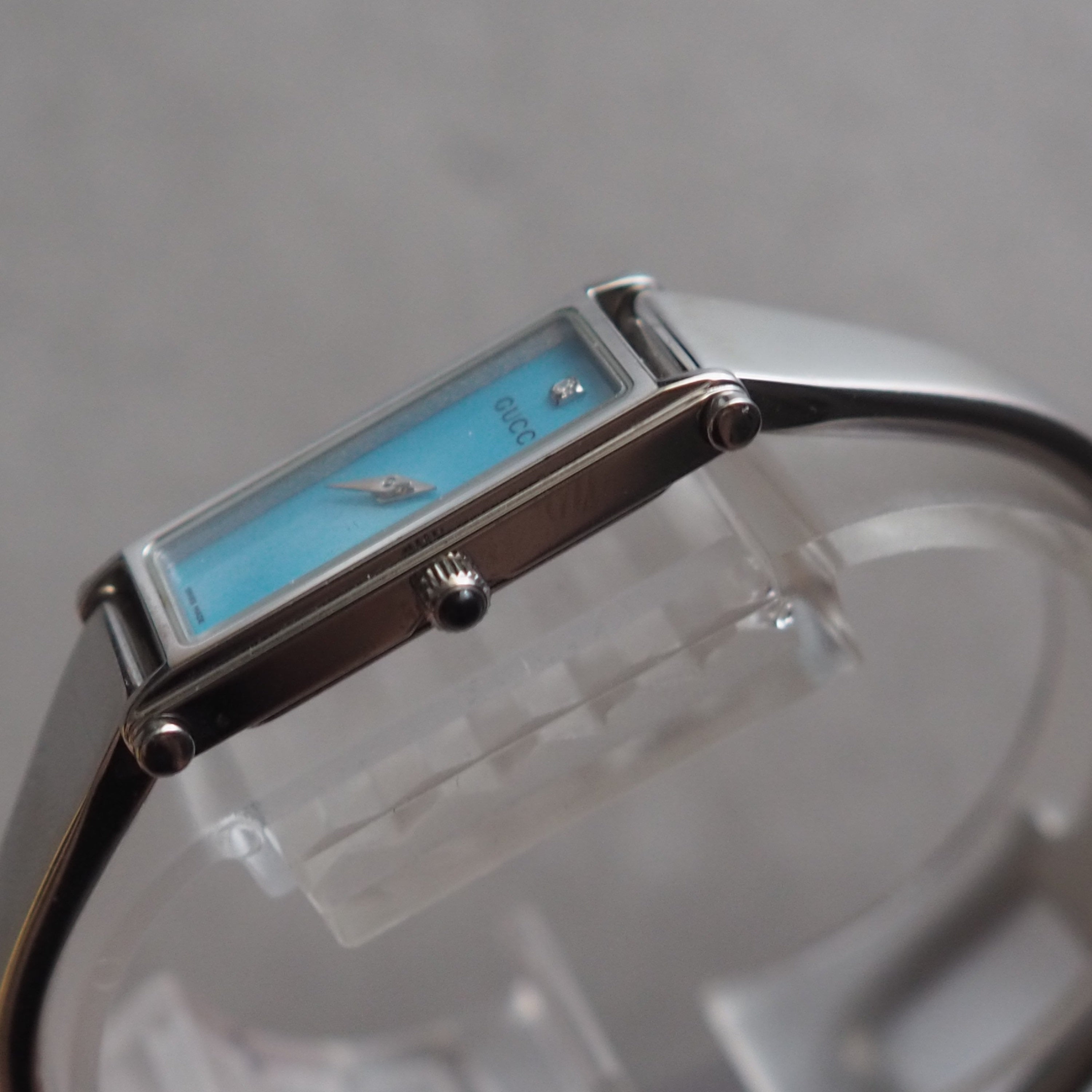 GUCCI Watch Wristwatch Silver Blue color Stainless steel 1P Diamond