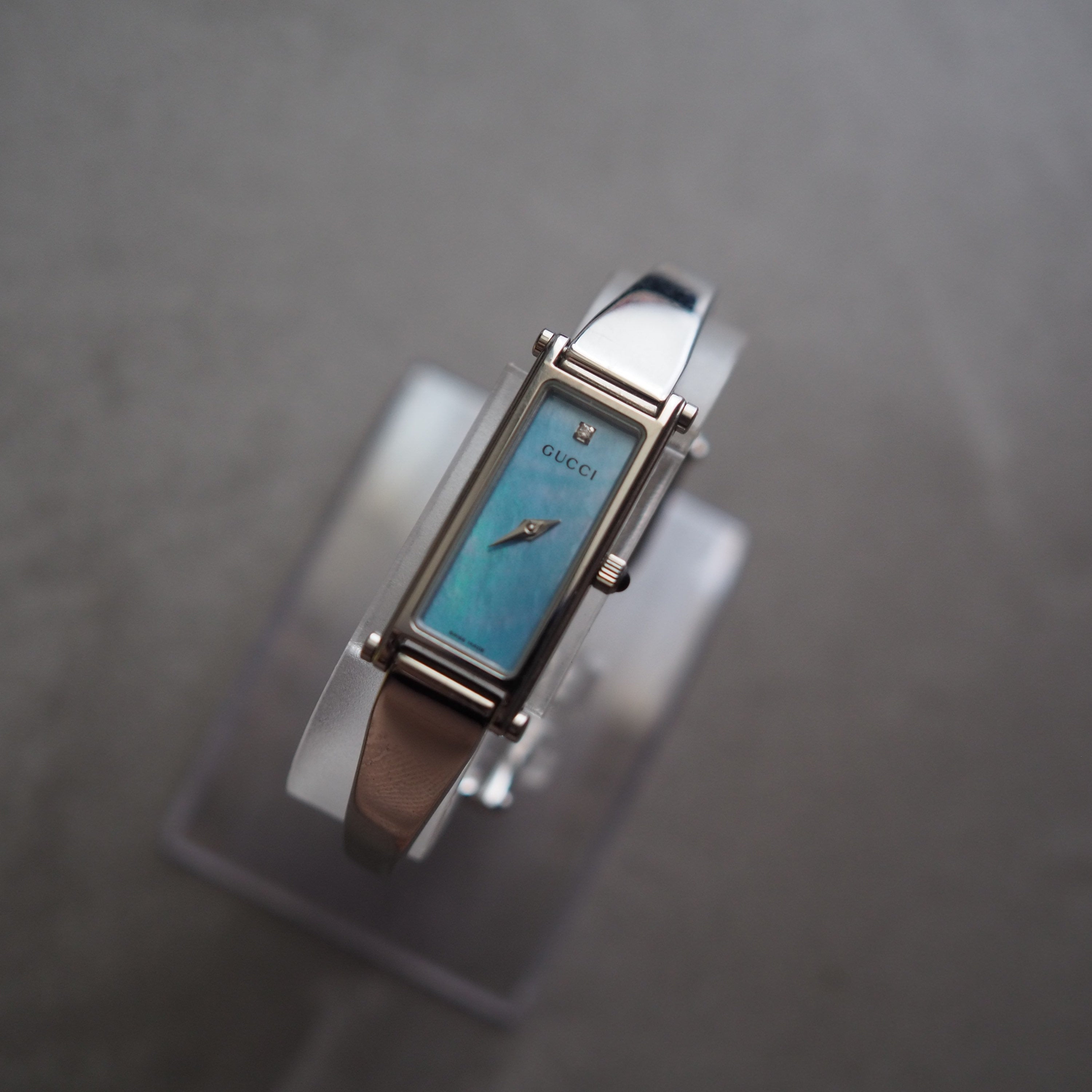 GUCCI Watch Wristwatch Silver Blue color Stainless steel 1P Diamond