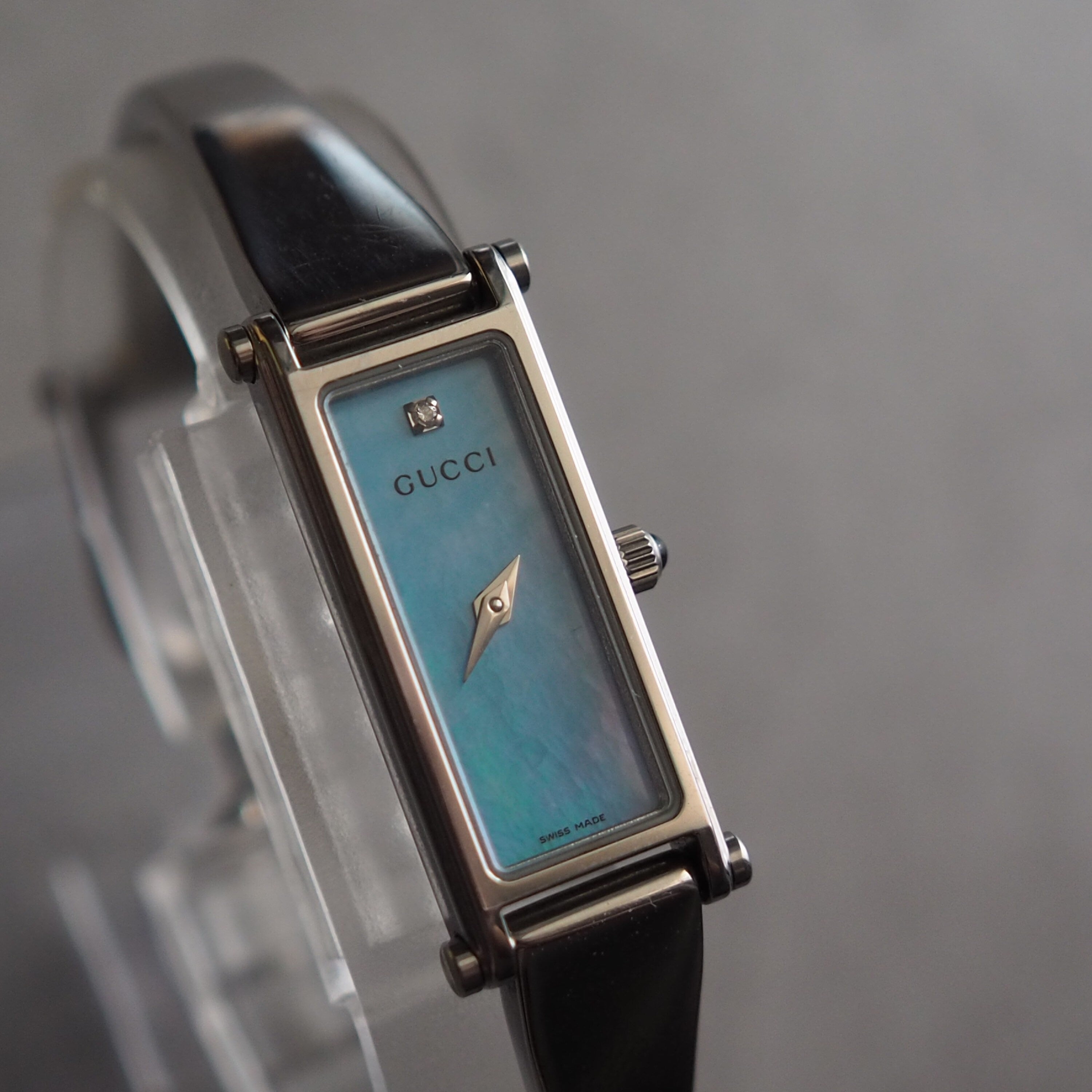 GUCCI Watch Wristwatch Silver Blue color Stainless steel 1P Diamond