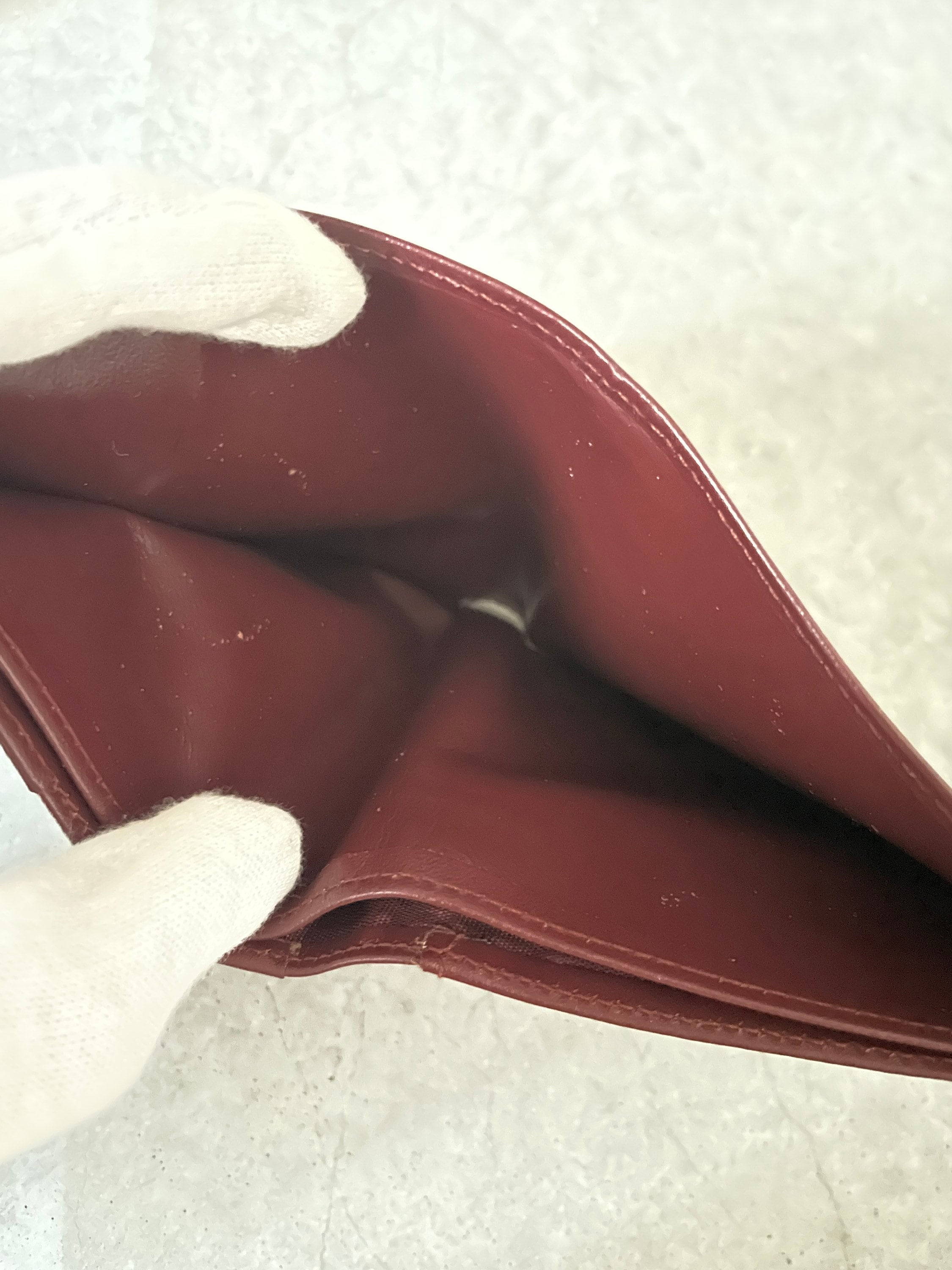 Must De Cartier Compact Wallet Red Leather MASTLINE Bifold Vintage Authentic