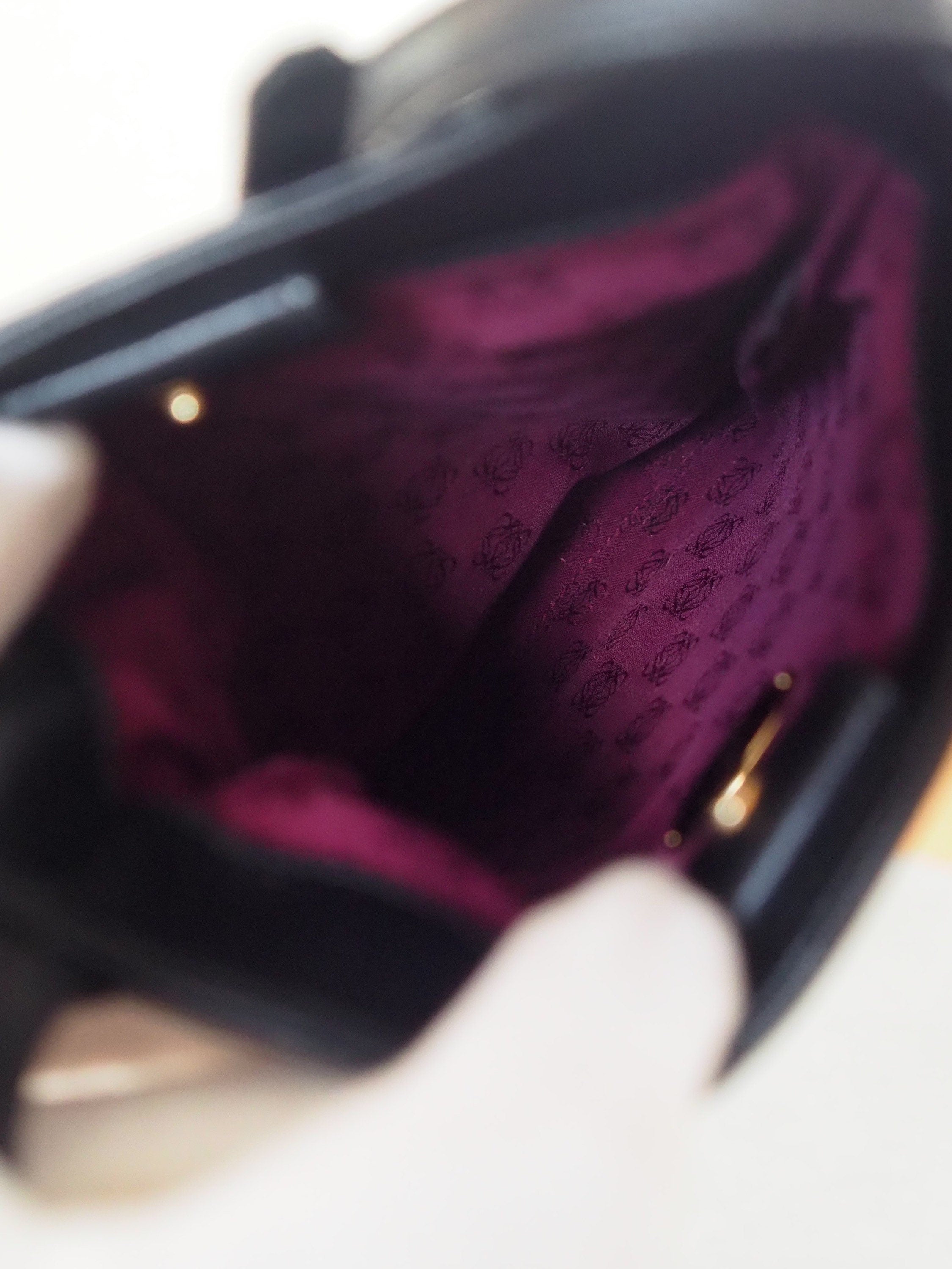 LOEWE Anagram Mini Shoulder bag Black Leather Vintage Authentic