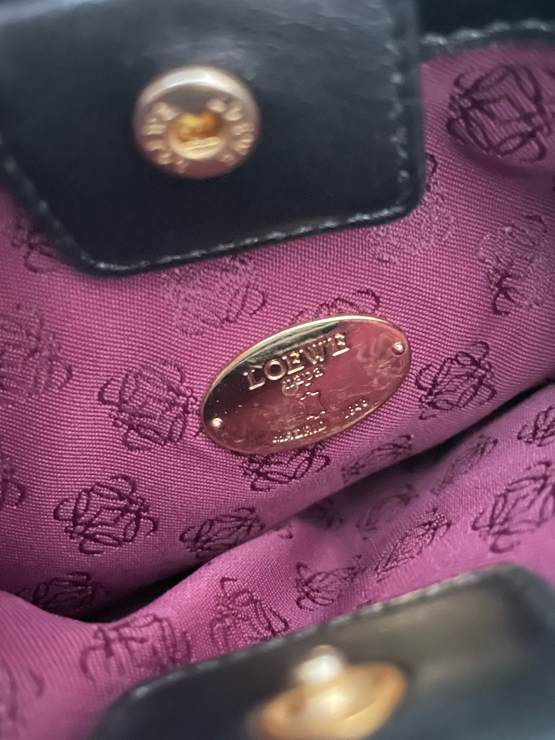 LOEWE Anagram Mini Shoulder bag Black Leather Vintage Authentic