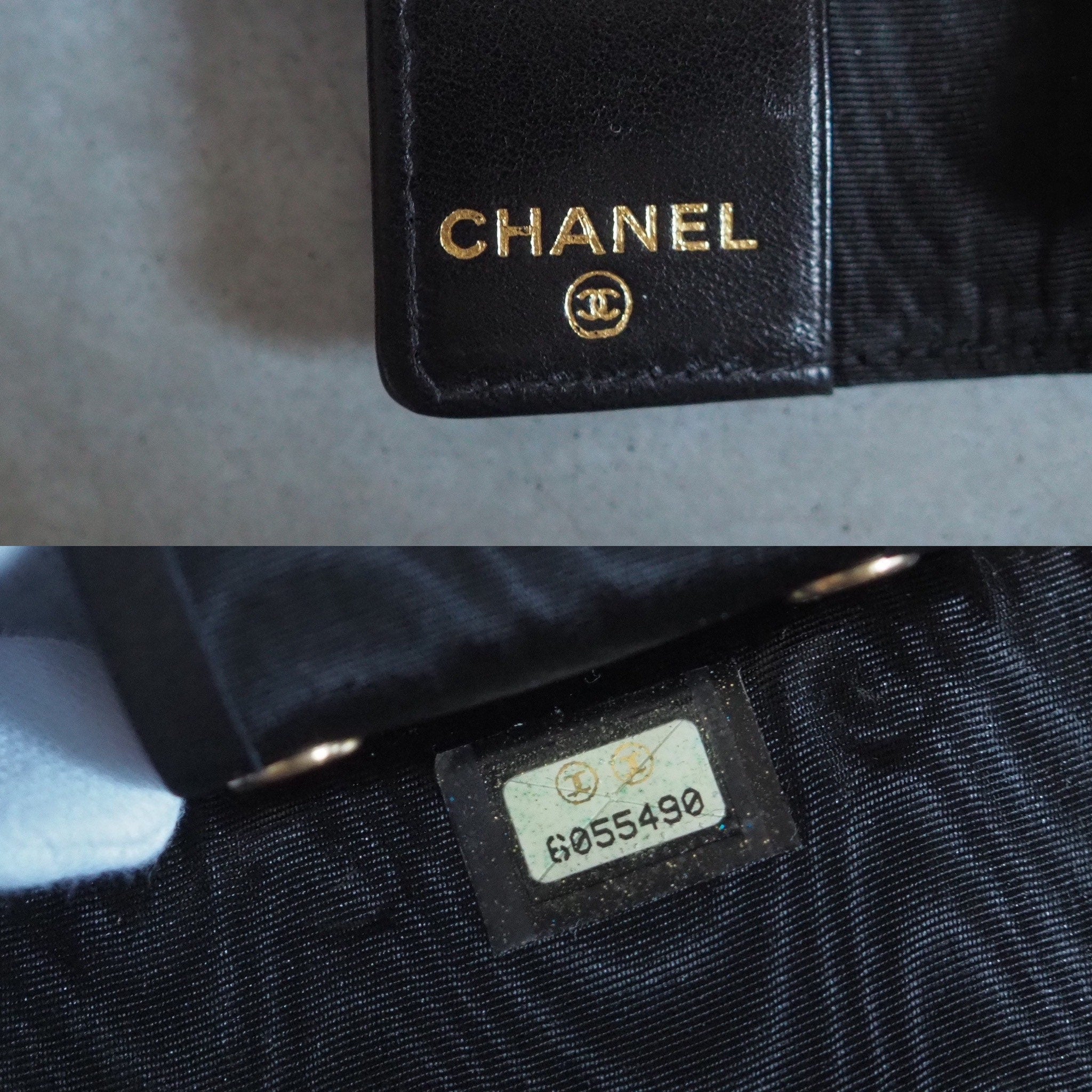 CHANEL COCO Mark Key Case Chain Caviar Skin Leather Black Authentic Vintage Box