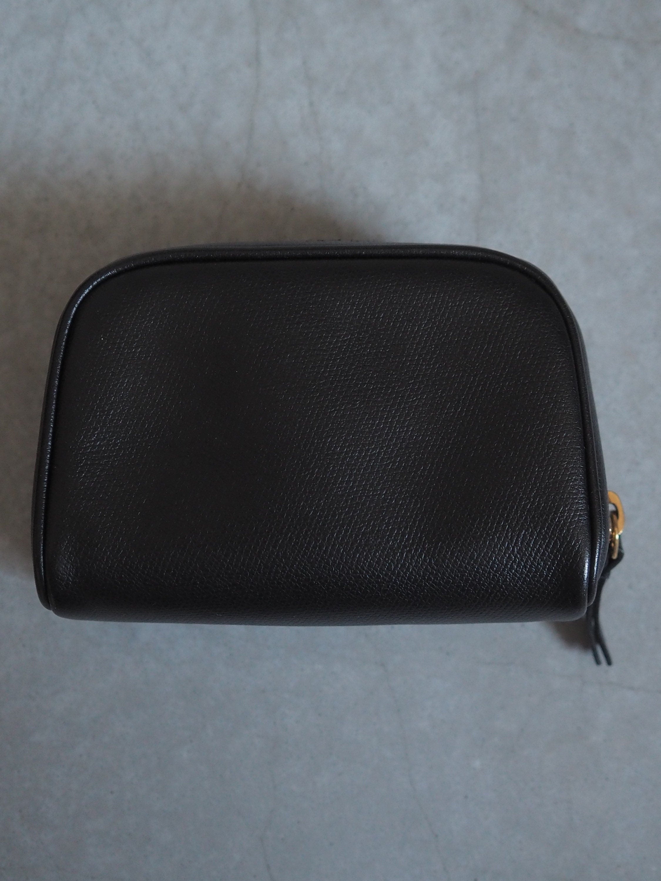 CHANEL COCO Button Pouch Purse Leather Black Authentic Vintage Box