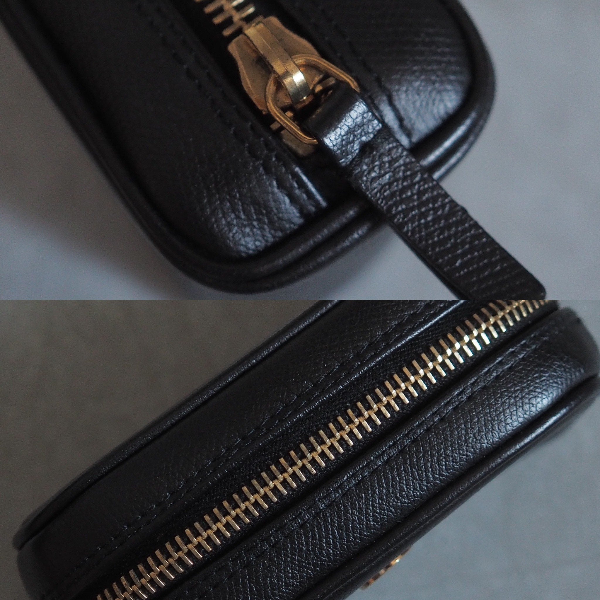 CHANEL COCO Button Pouch Purse Leather Black Authentic Vintage Box