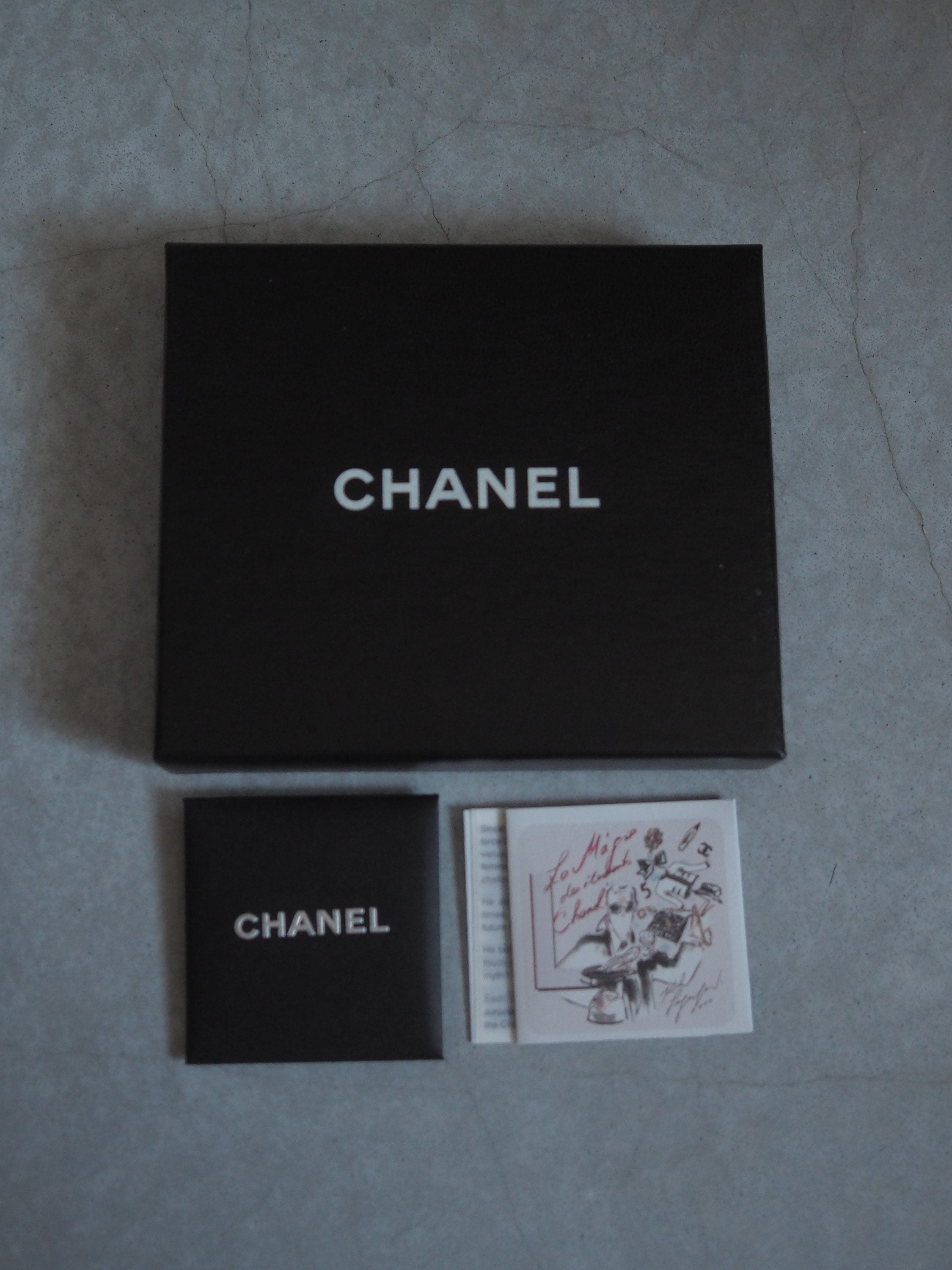 CHANEL COCO Button Wallet Compact Purse CC Leather Black Authentic Vintage Box