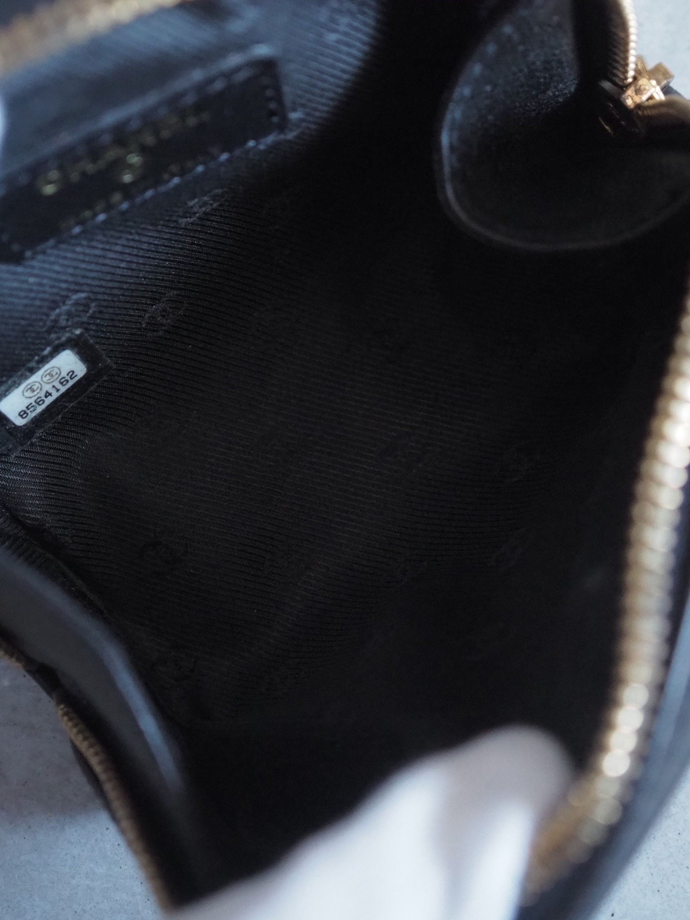 CHANEL COCO Button Pouch Purse Leather Black Authentic Vintage Box