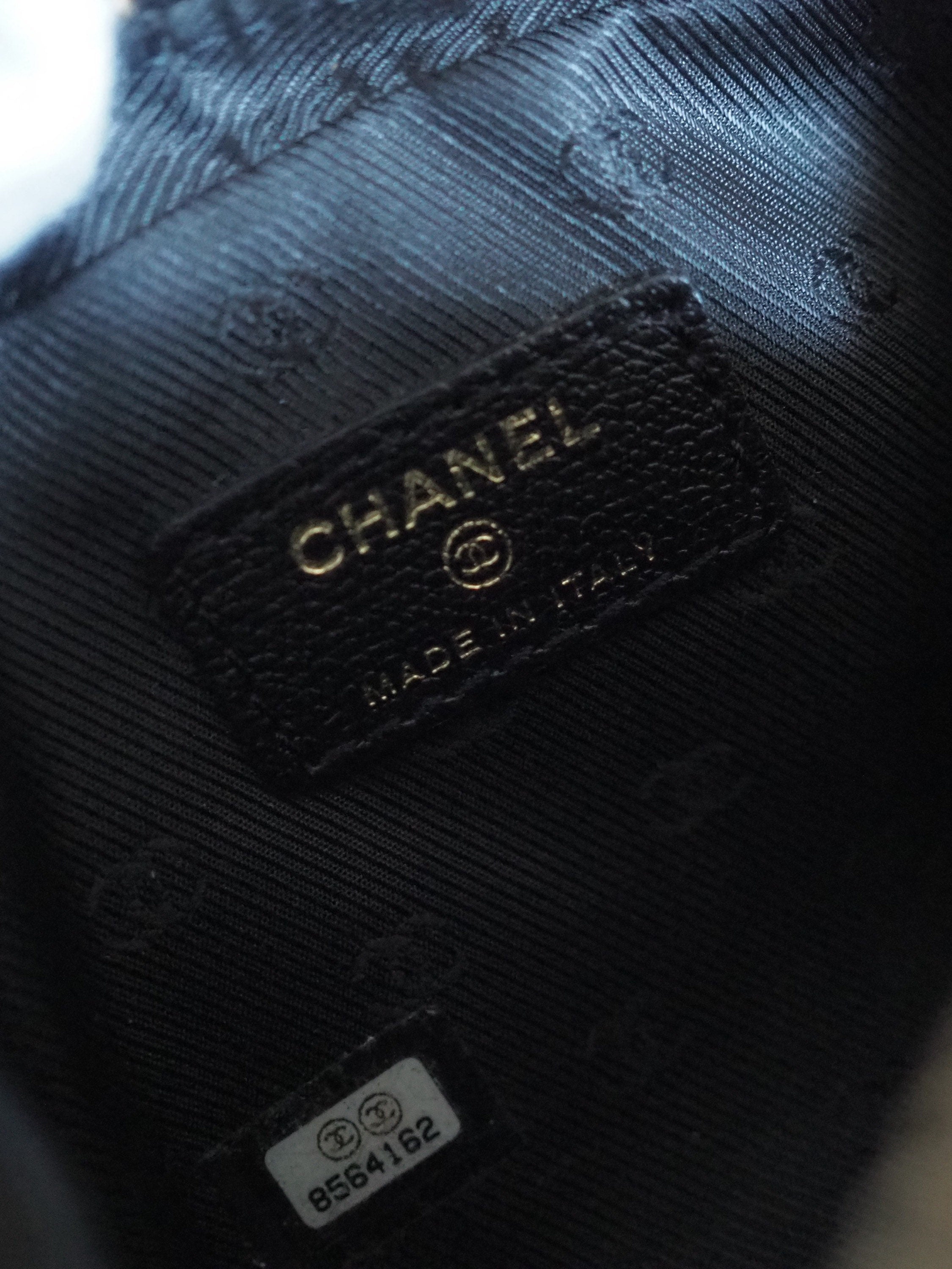 CHANEL COCO Button Pouch Purse Leather Black Authentic Vintage Box