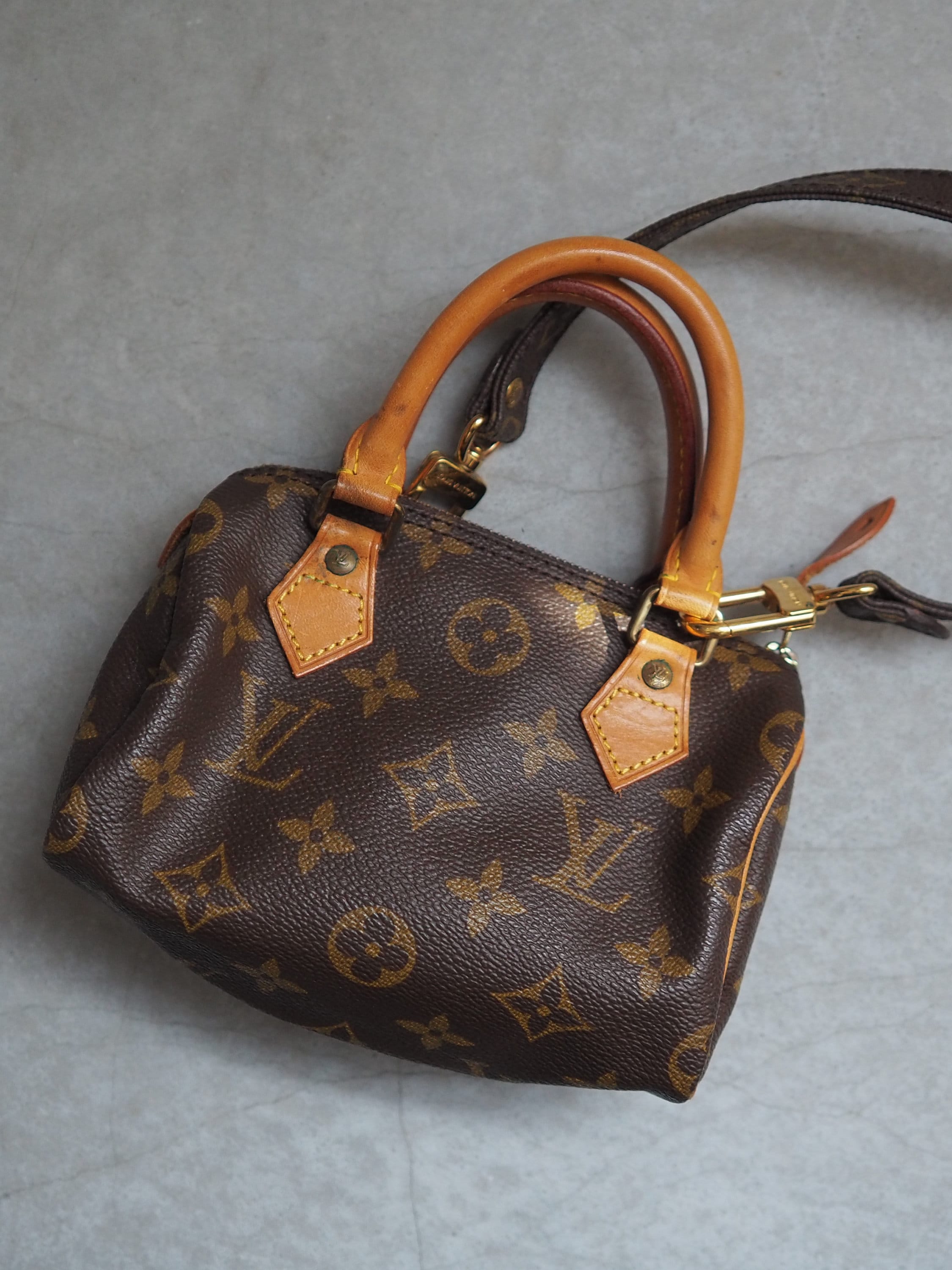 LOUIS VUITTON Monogram Mini Speedy Hand Shoulder Bag M41534 Brown Vintage Authentic