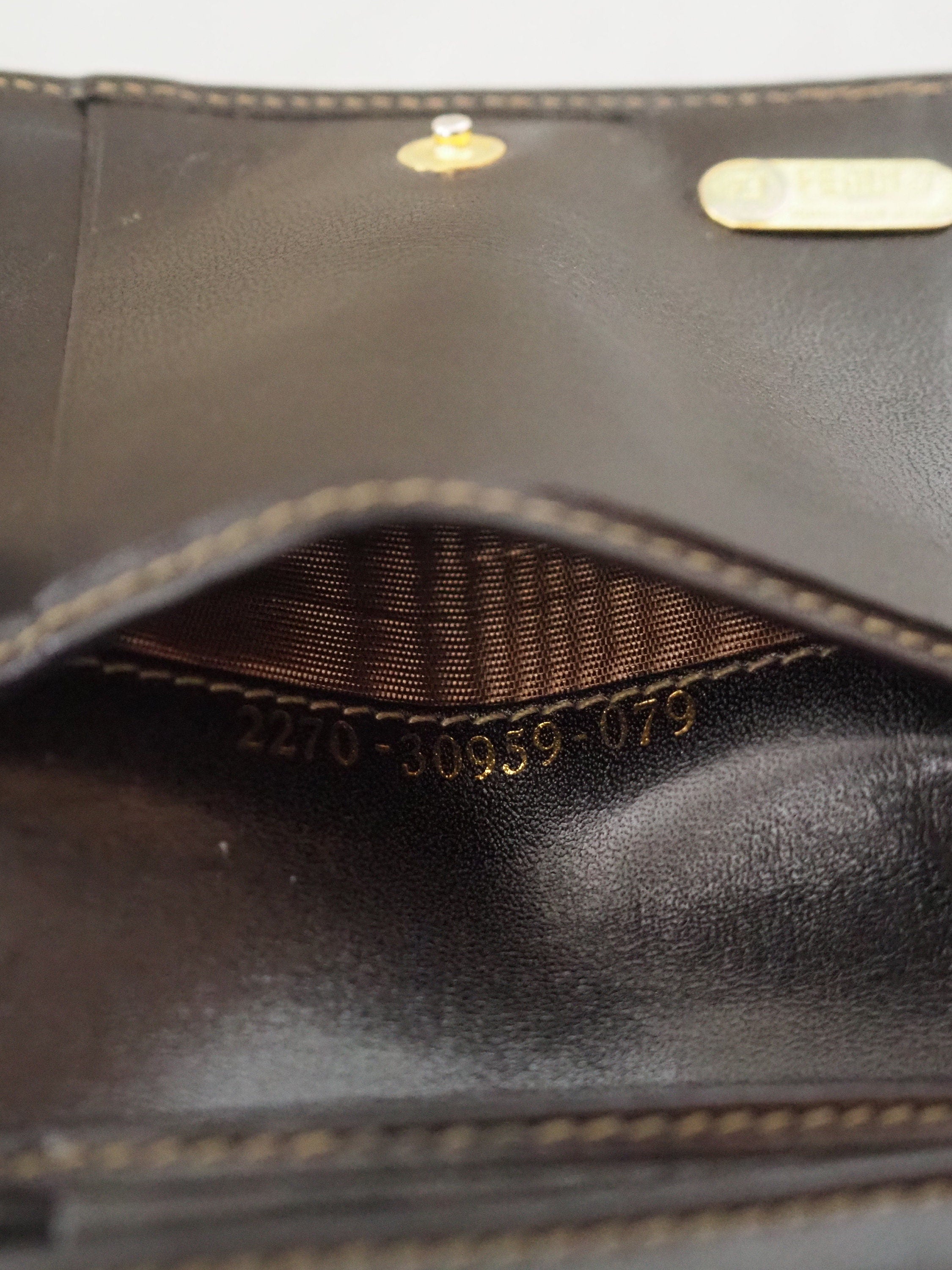 FENDI ZUCCA Compact Wallet Trifold Brown Unisex Vintage Authentic