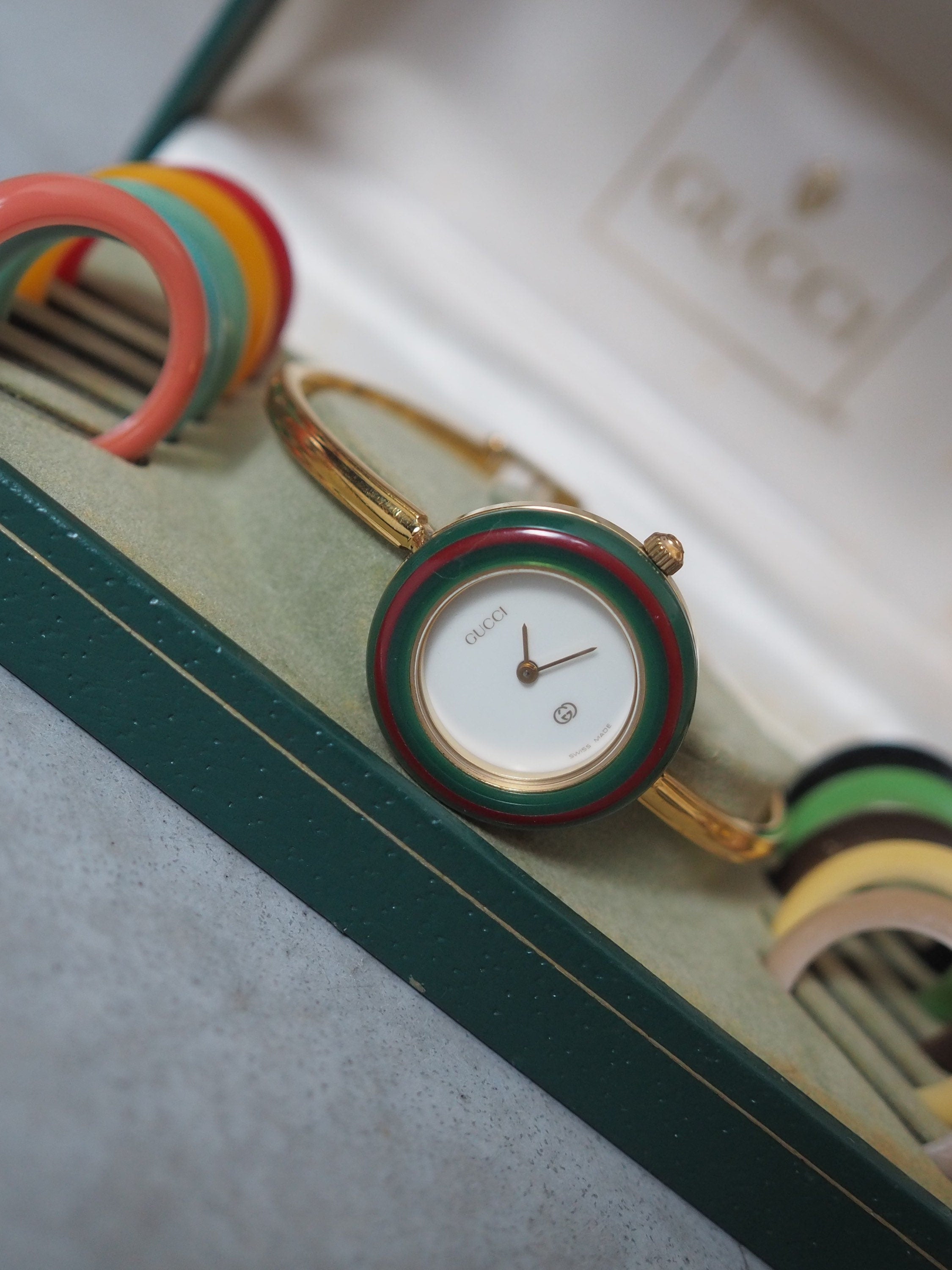 GUCCI Accessories Change Bezel 12 colors Bangle watch Wristwatch Gold