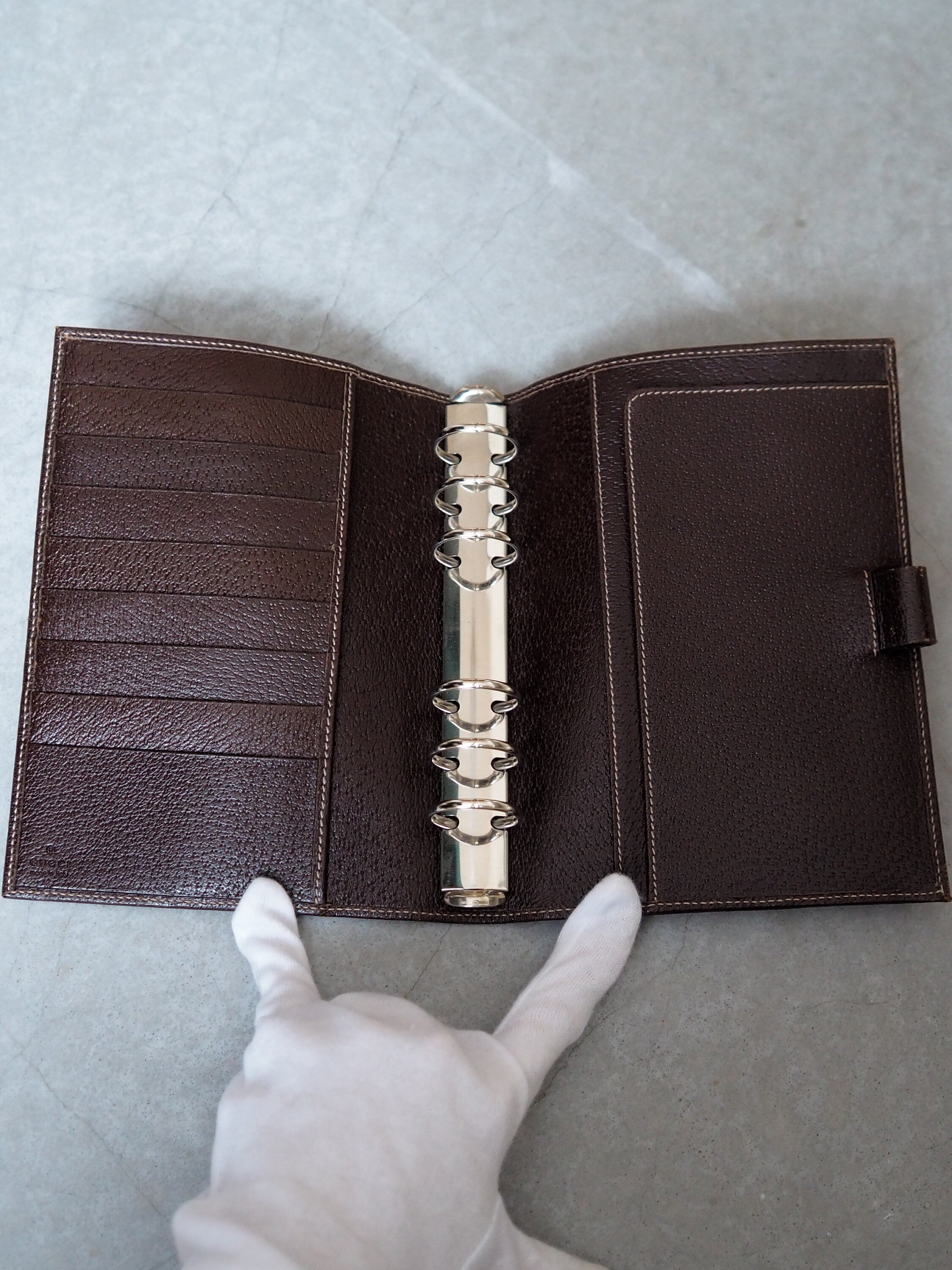 GUCCI GG Logo Agenda Shelly Line Canvas Leather Mens Ladies Unisex Classic Vintage Authentic