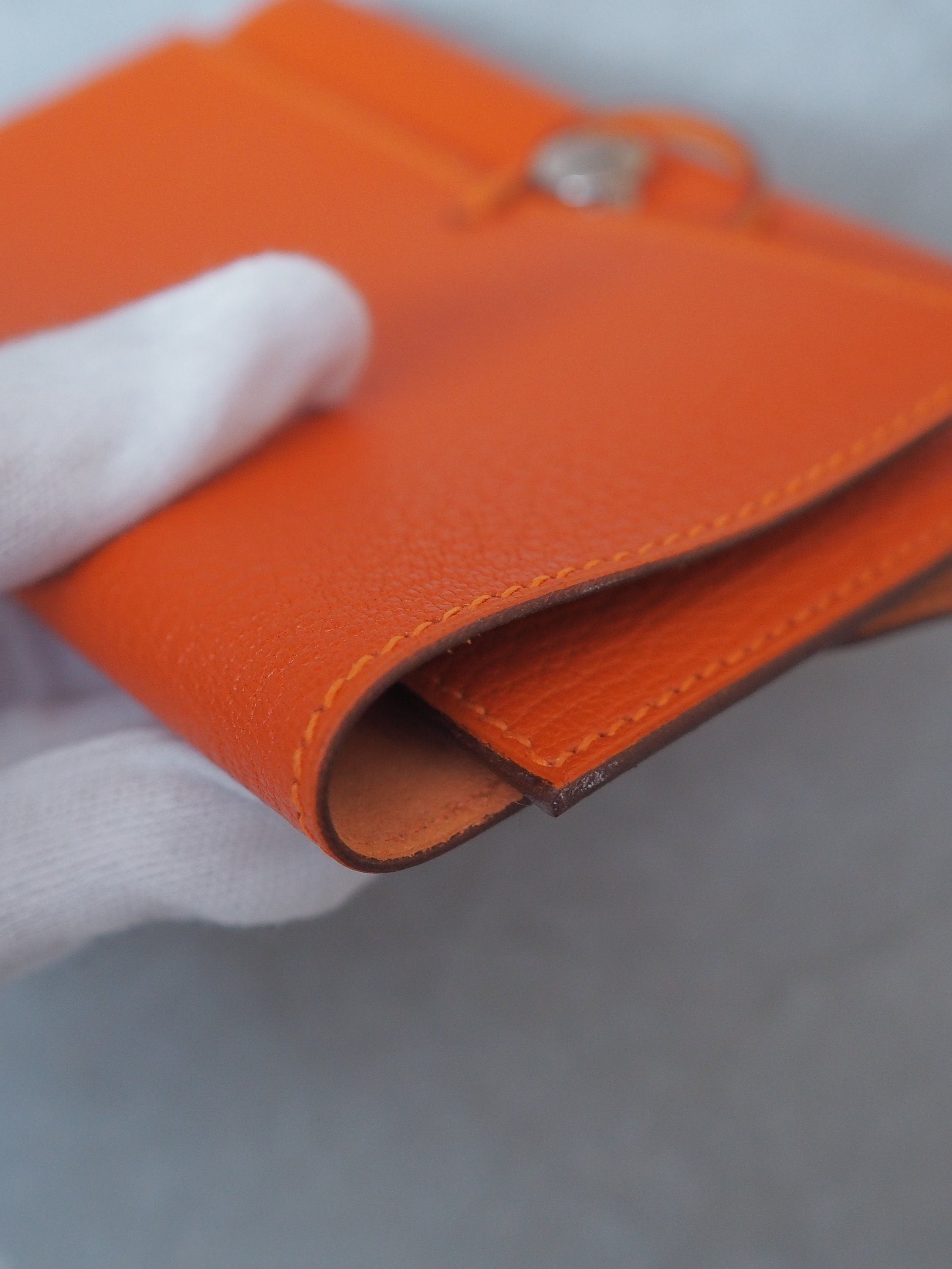 HERMES Book Cover Serie Orange Leather Vintage Authentic