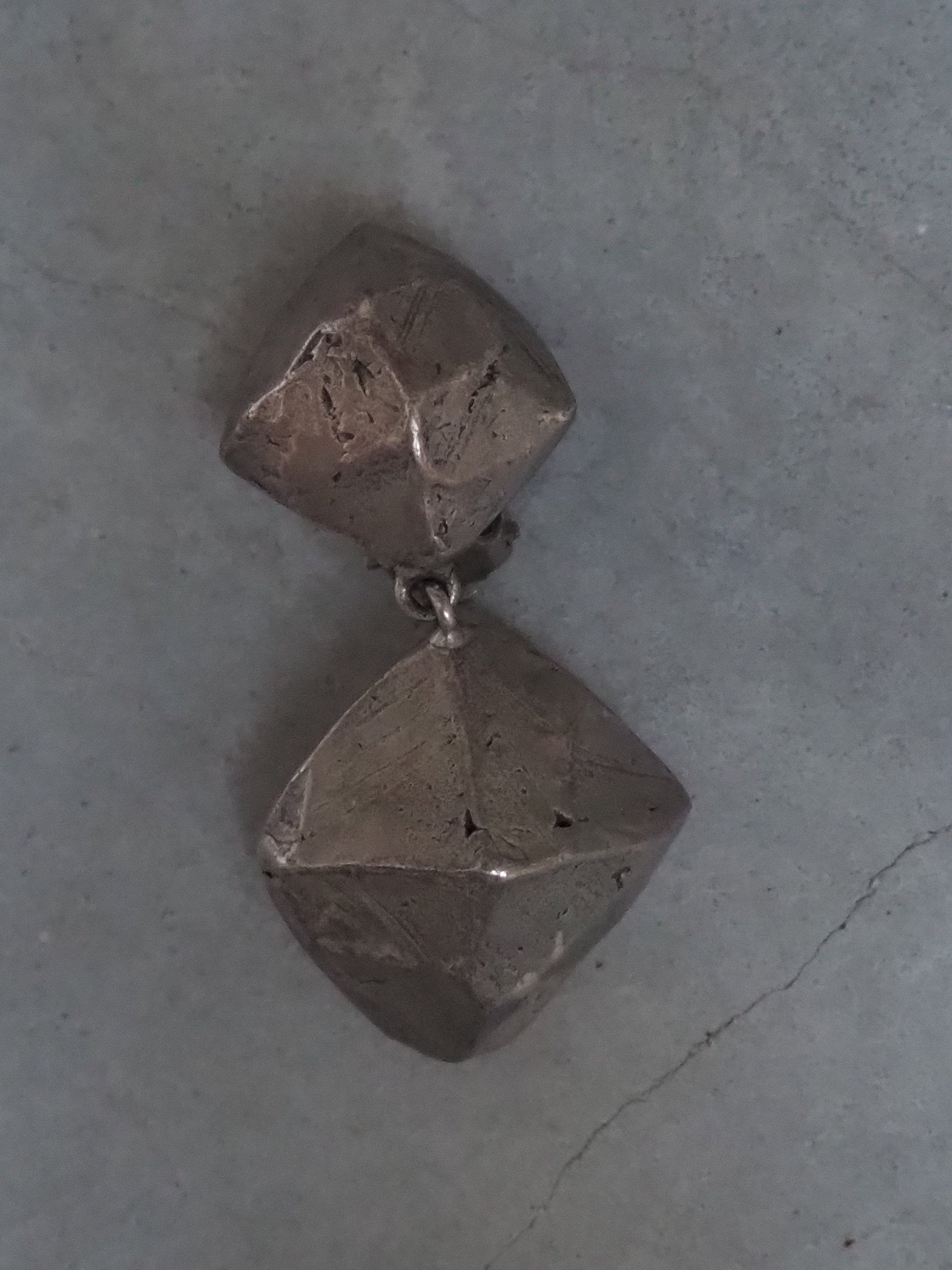 HERMES Stud Earrings Silver Accessory Vintage Authentic