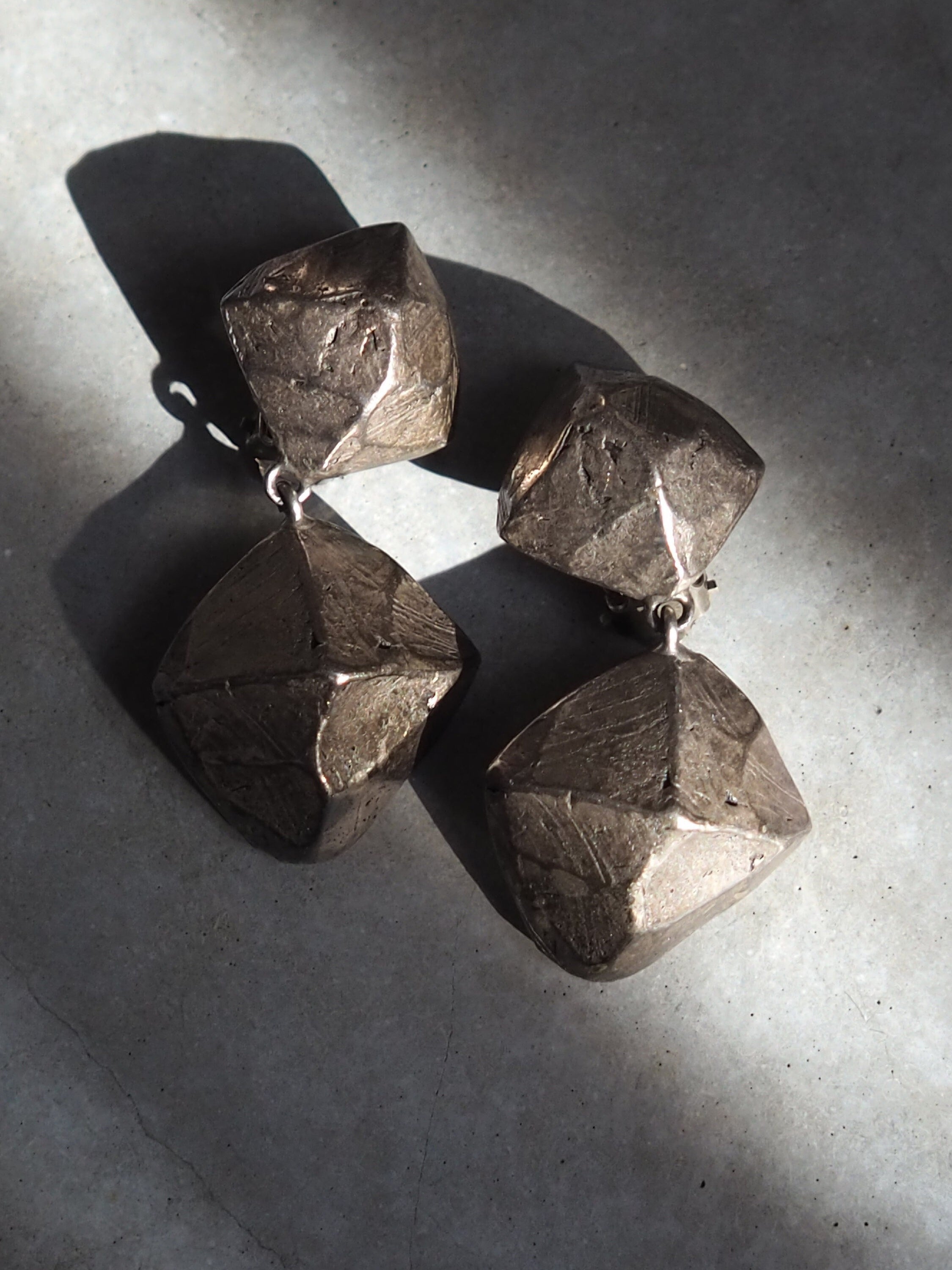 HERMES Stud Earrings Silver Accessory Vintage Authentic