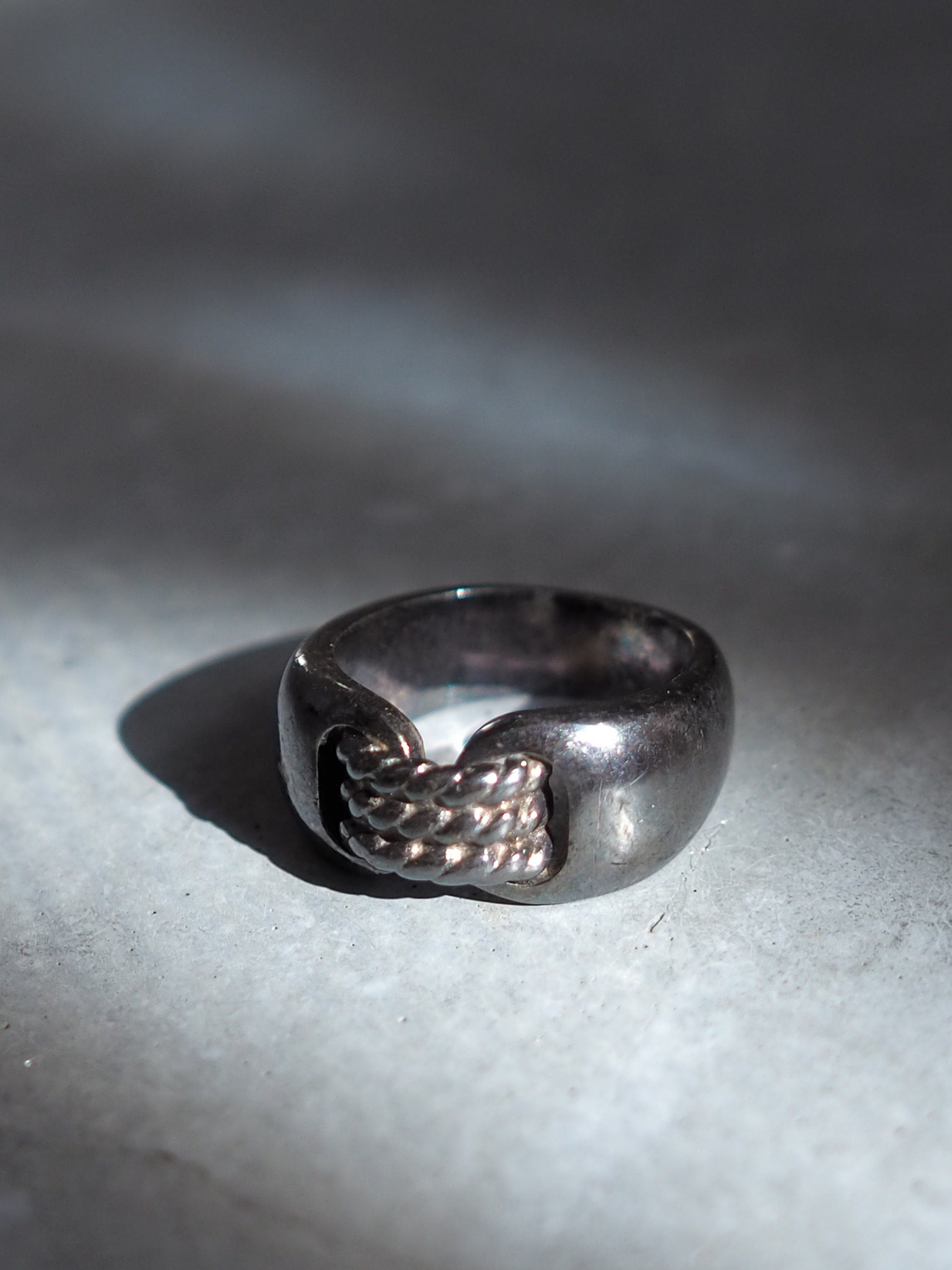 HERMES Suroit Rope Twist Ring SV 925 Silver size 51 (US) 4.5 Vintage Authentic