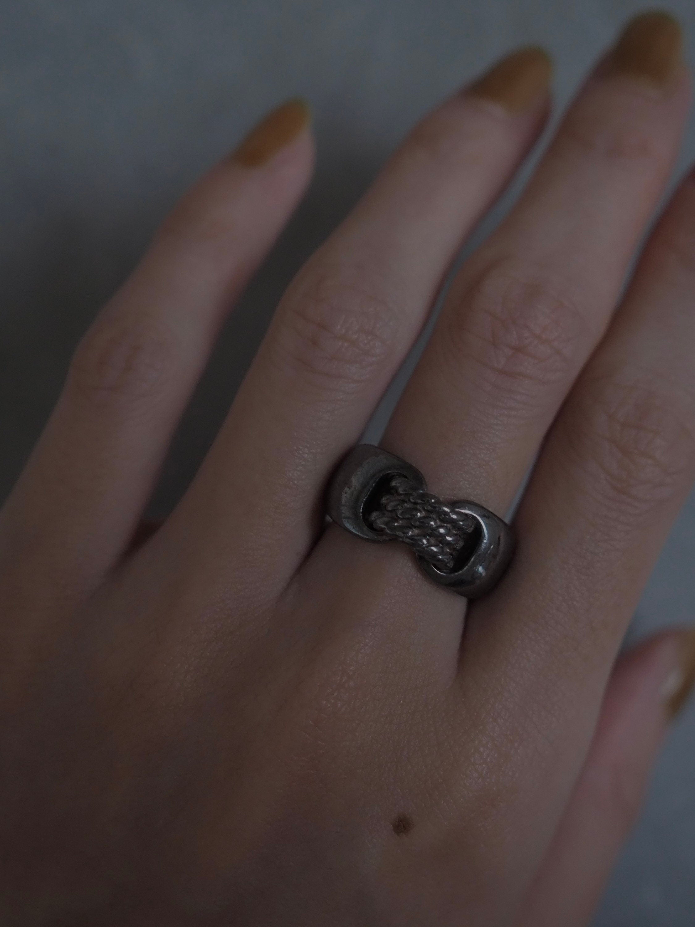 HERMES Suroit Rope Twist Ring SV 925 Silver size 51 (US) 4.5 Vintage Authentic