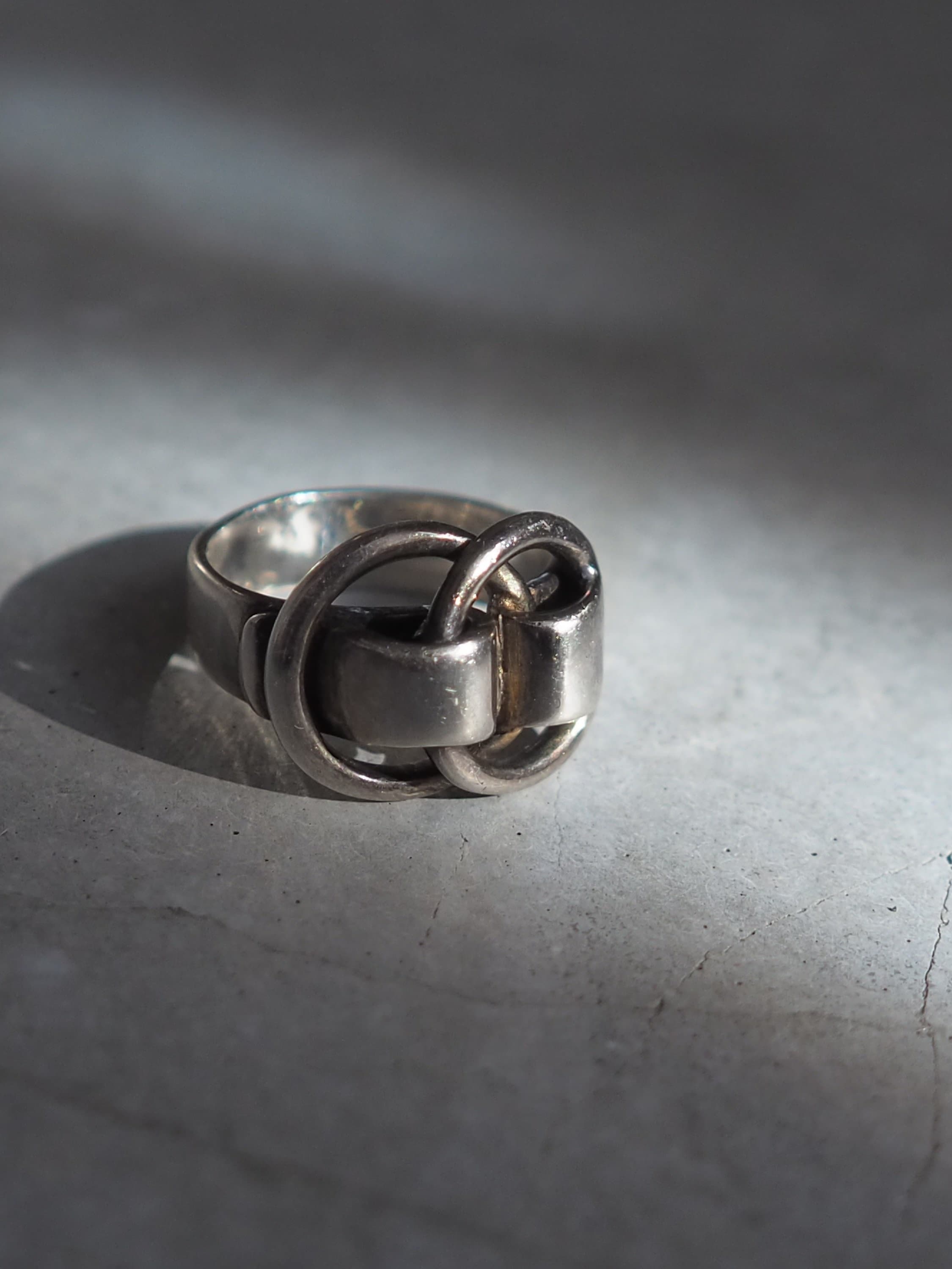 HERMES Deux Anneaux Ring SV 925 Silver size (US) 5.0 Vintage Authentic