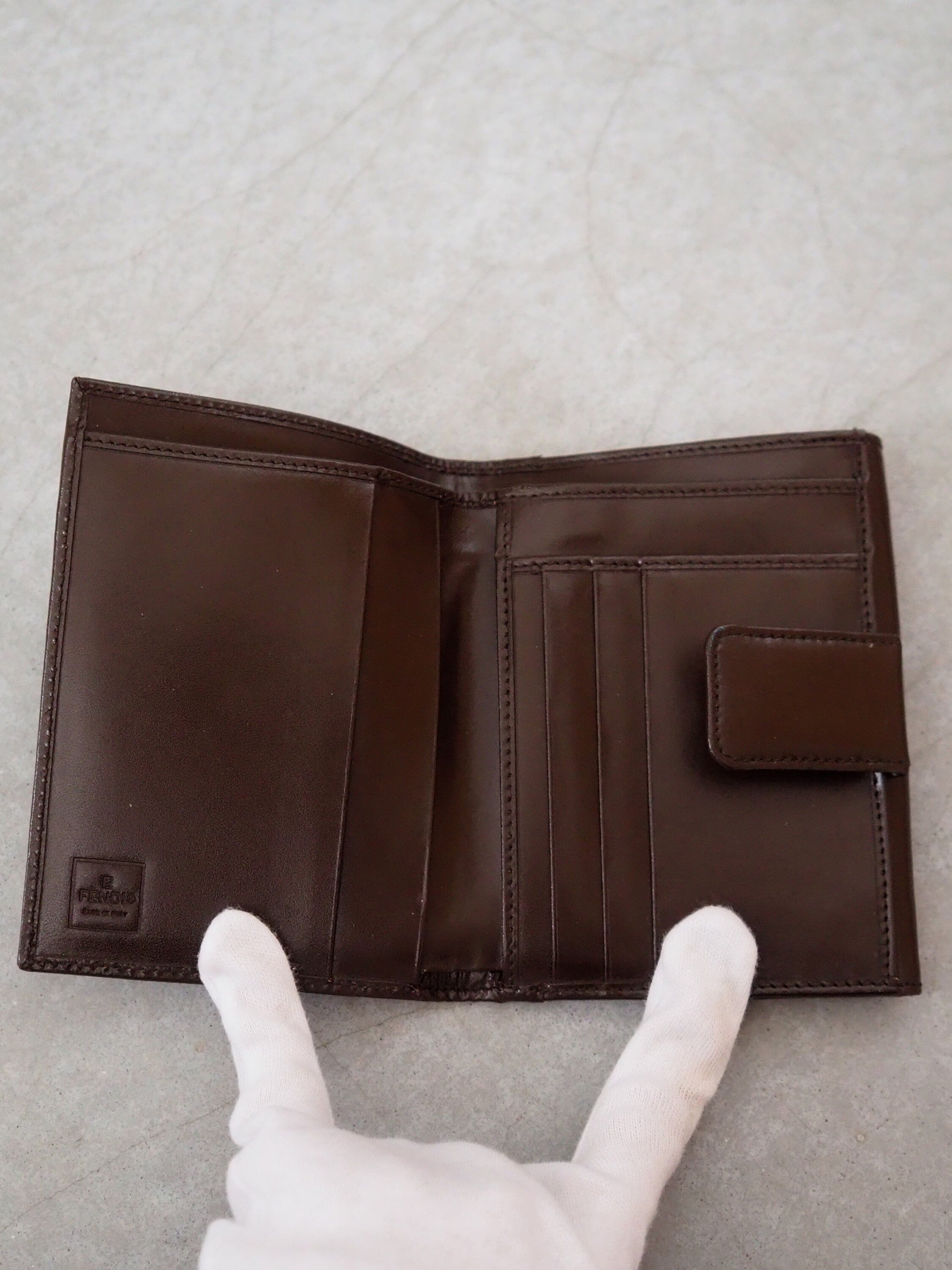 FENDI ZUCCA Compact Wallet Brown Unisex Vintage Authentic