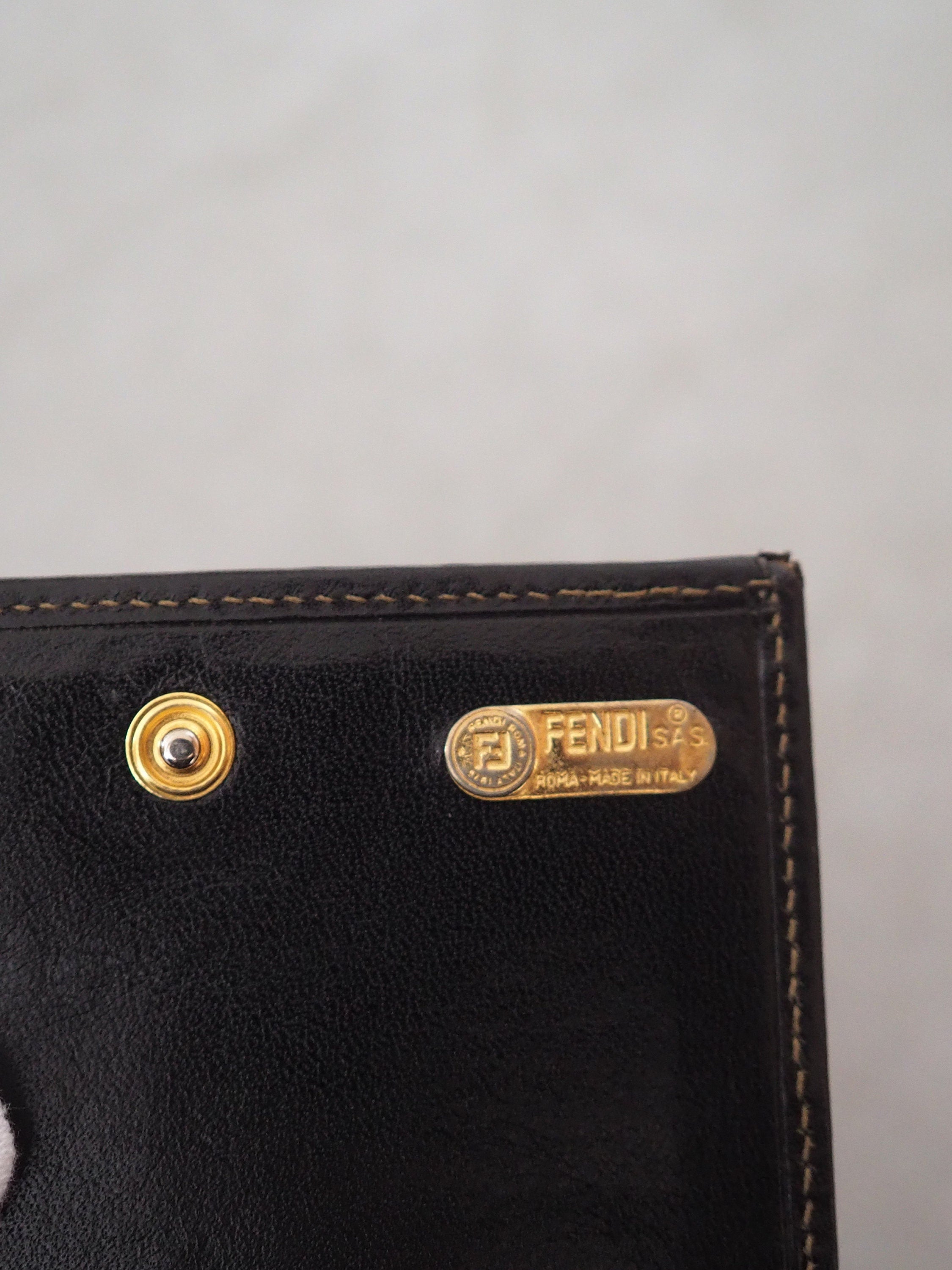 FENDI ZUCCA Compact Wallet Trifold Brown Unisex Vintage Authentic