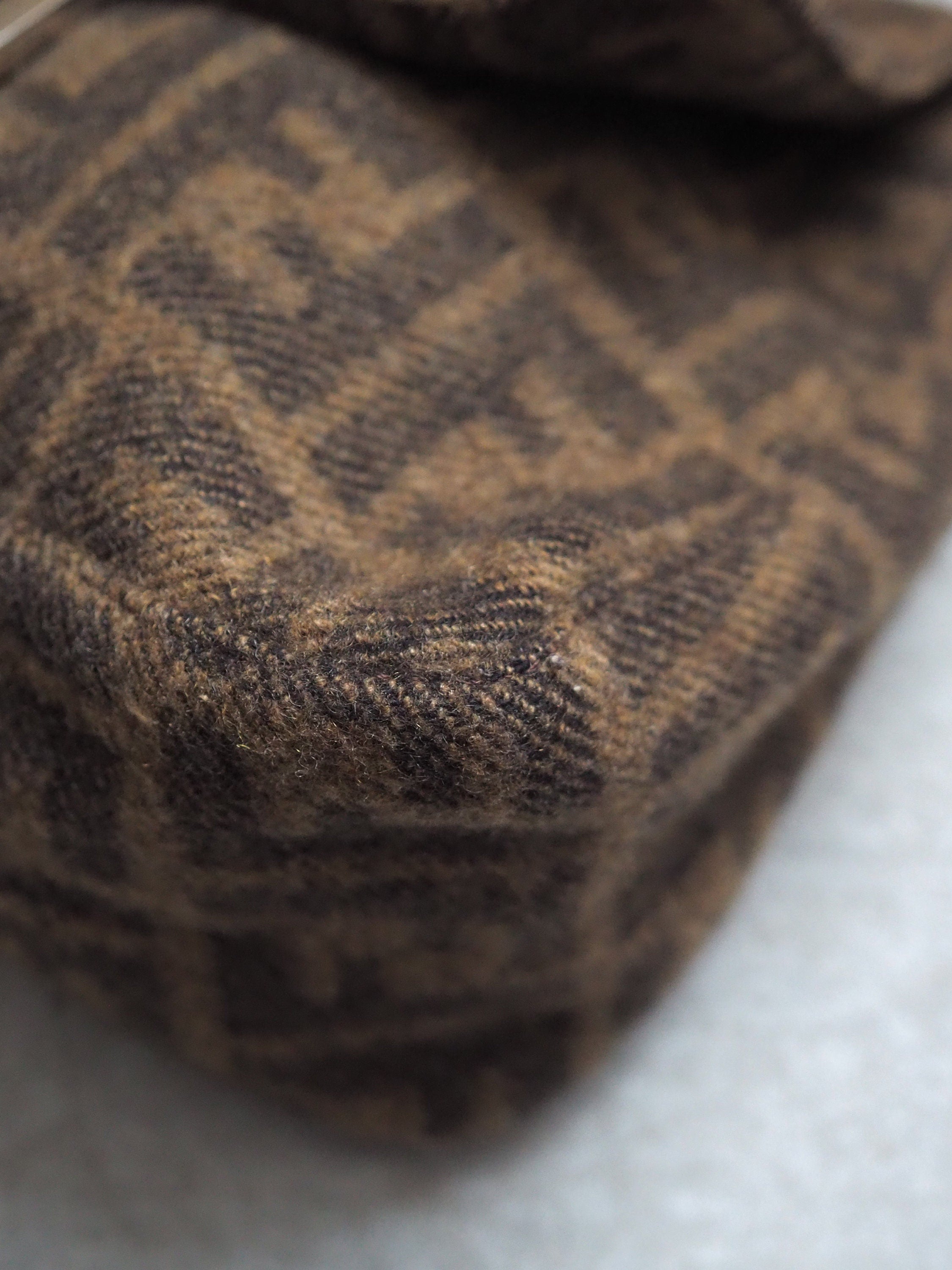 FENDI ZUCCA Mamma bucket Bag Wool Leather Brown Vintage Authentic