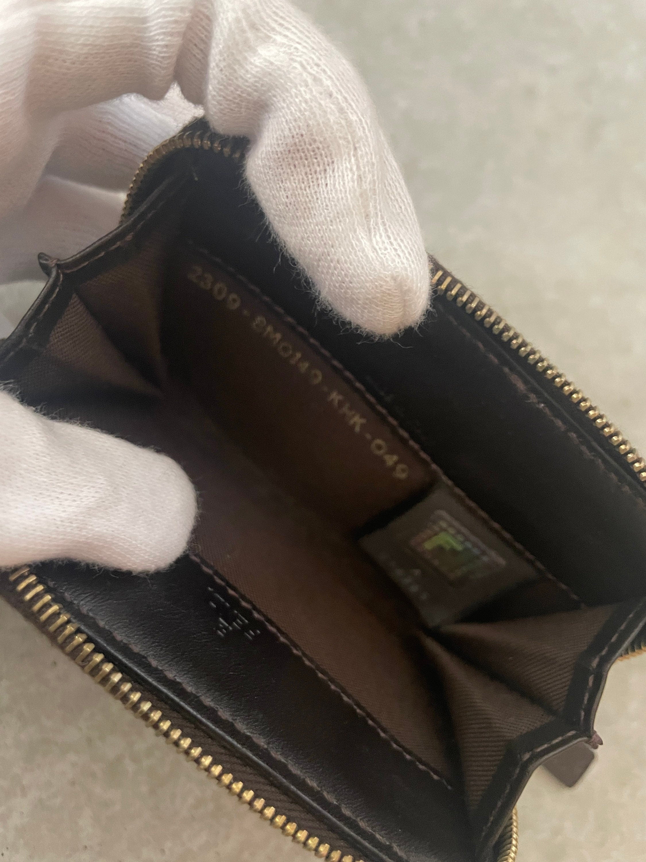 FENDI ZUCCA Coin Case Purse Chain Brown Unisex Vintage Authentic